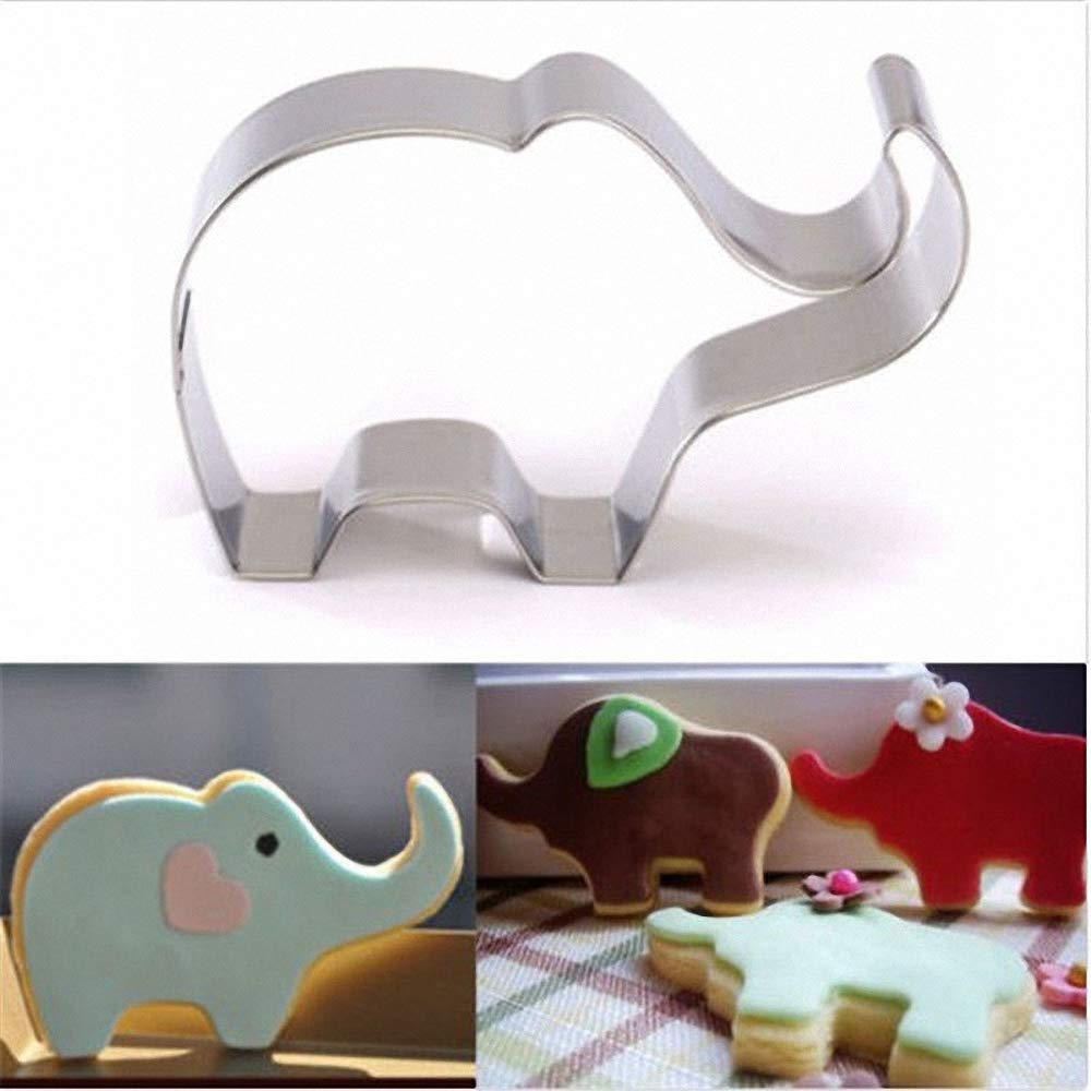 6Pcs/Set Elephant Silicone Molds & Stainless Steel Cookie Cutters For Baby Shower, Elephant Fondant Gum Paste Cake Topper Decora