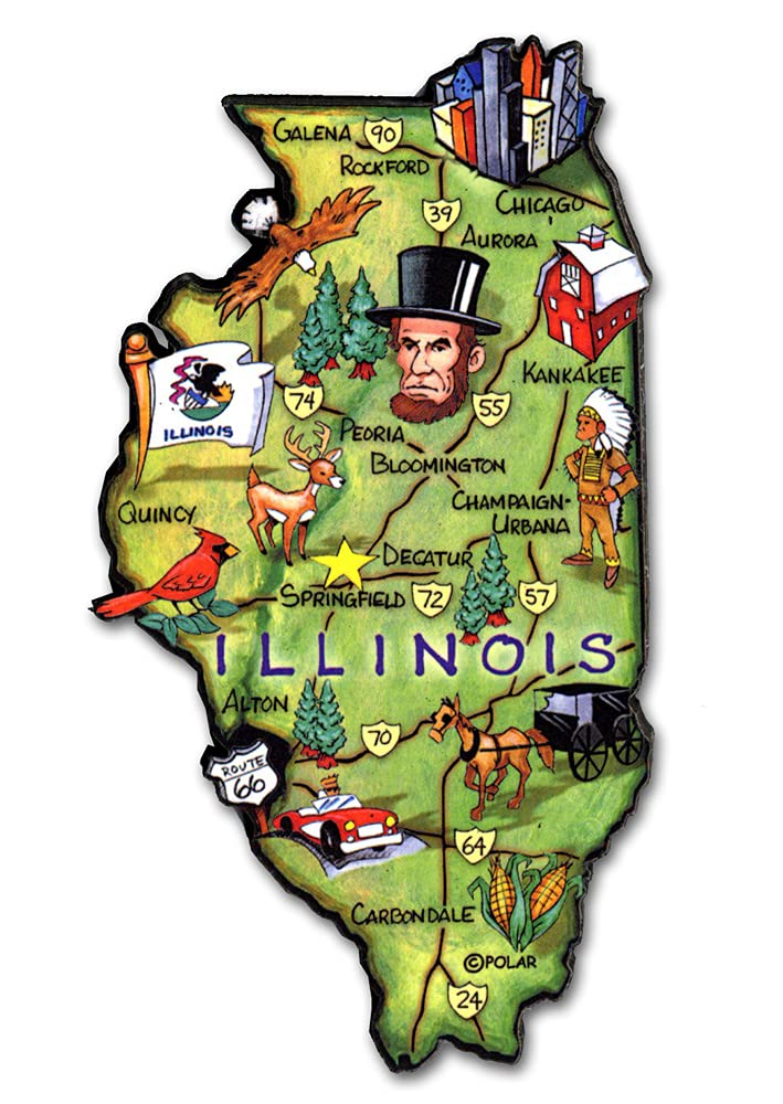 Illinois Artwood State Magnet Collectible Souvenir By Classic Magnets