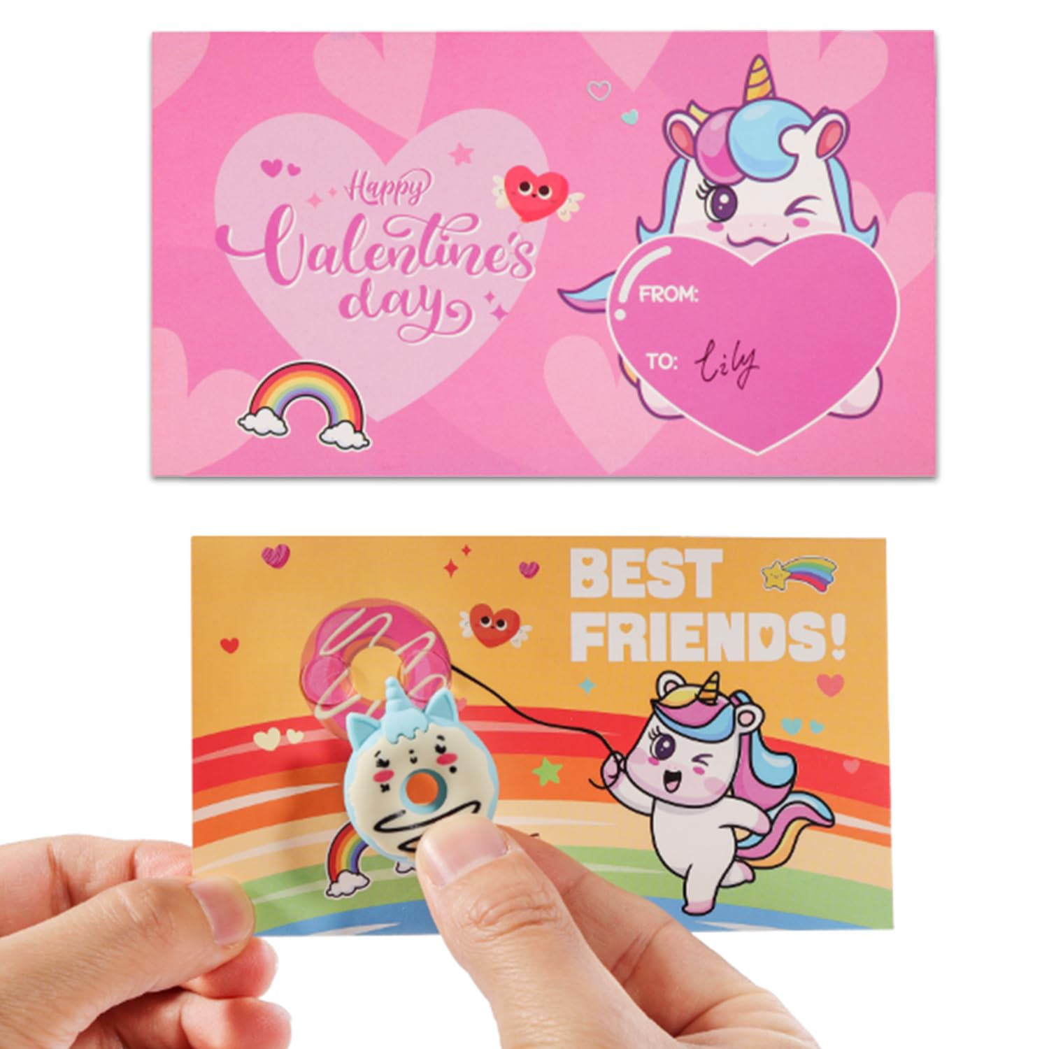 Smiletop Valentines Day Cards For Kids School - 30 Pack Donut Erasers With Valentines Cards For Kids Classroom - Valentines Day