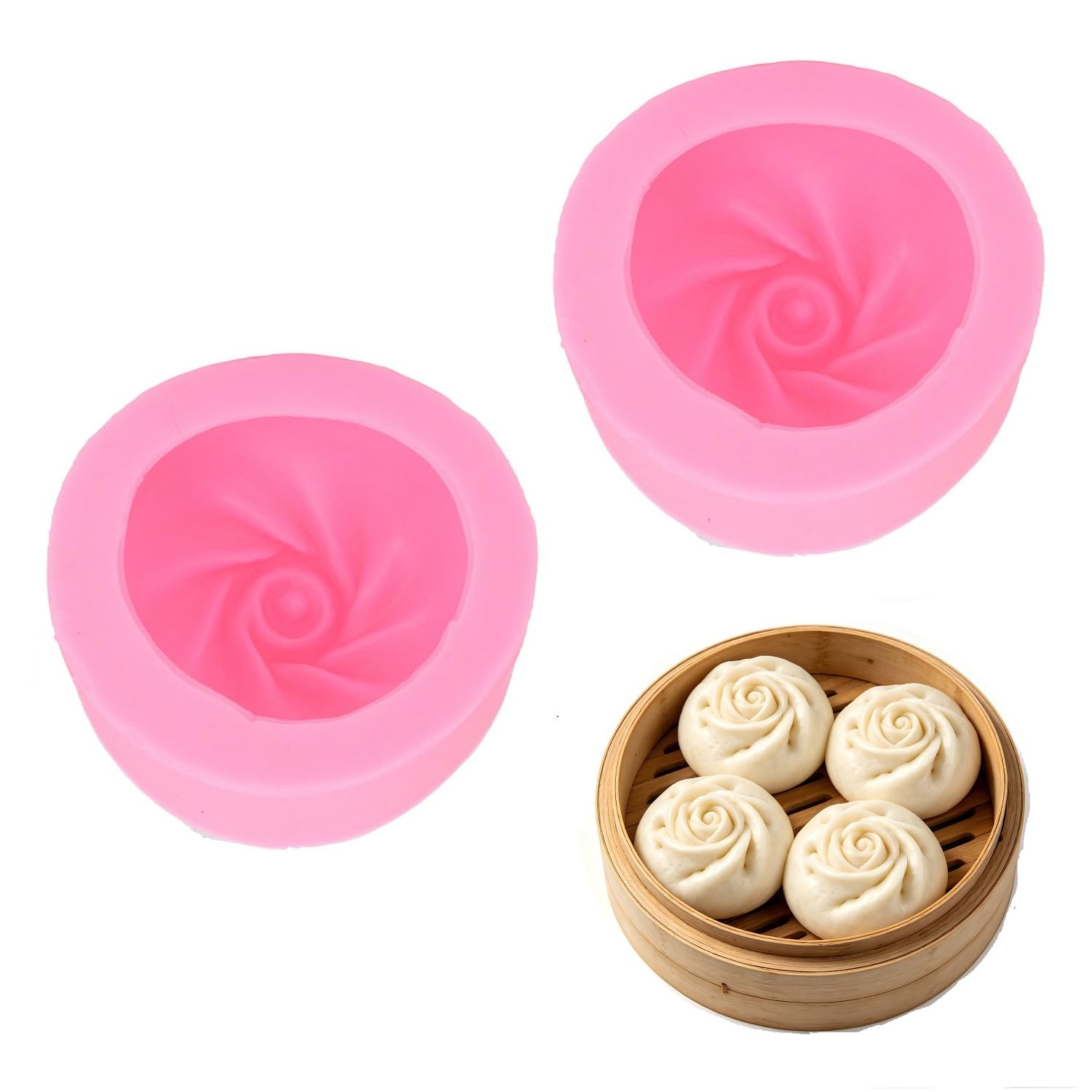 2 Pieces Bun Dumpling Maker Silicone Steamed Stuffed Bun Making Maker Handmade Baozi Makers Cooking Tools for Pastry Pie Steam B