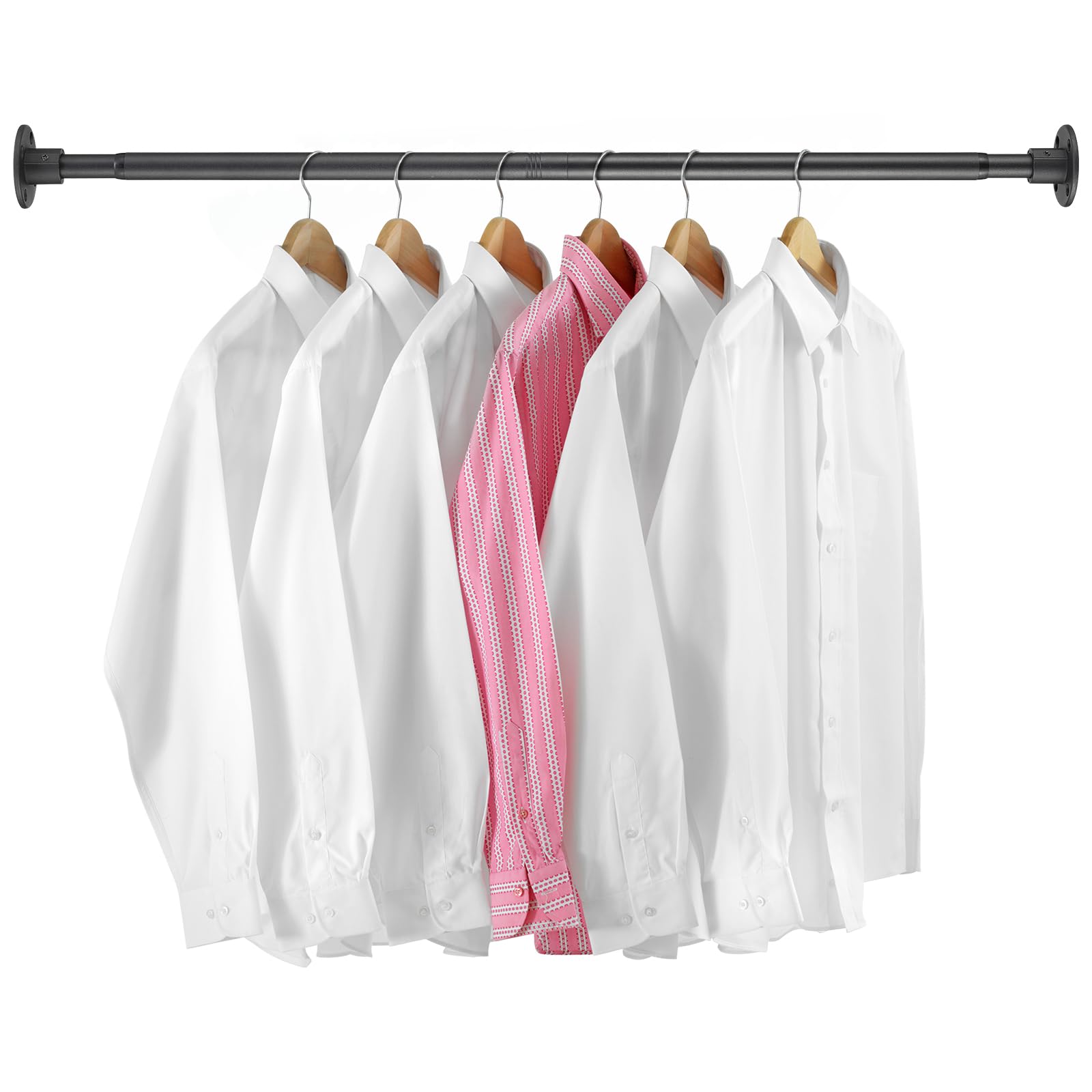 Closet Rods For Hanging Clothes, 21-32 Inch Adjustable Size, Screw Fixing Connection, For Closet Wardrobes Laundry Rv, Black