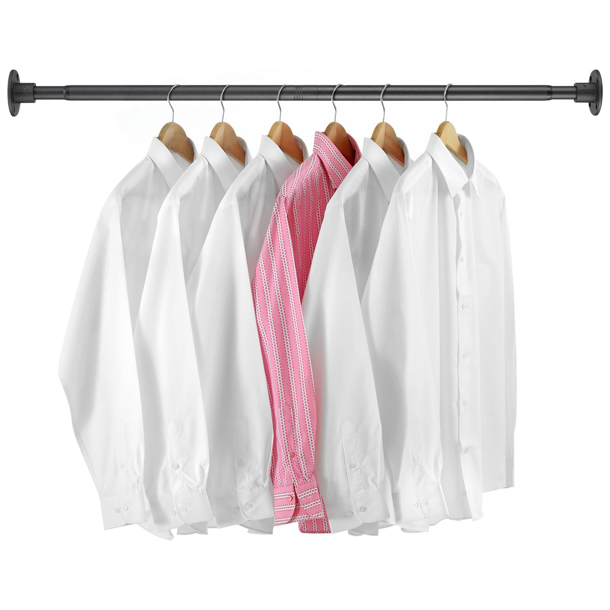 Closet Rods For Hanging Clothes, 28-51 Inch Adjustable Size, Screw Fixing Connection, For Closet Wardrobes Laundry Rv, Black