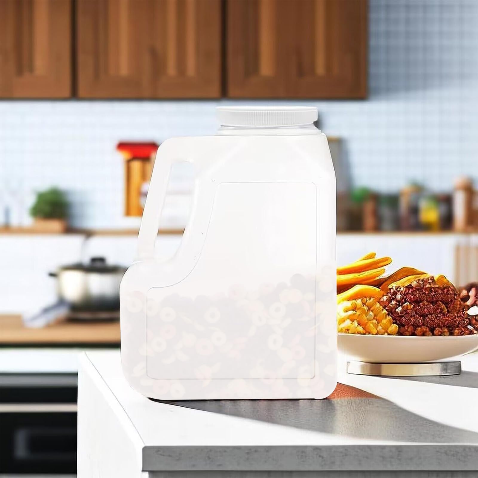 Yesland 2 Pcs White Plastic Gallon Jar With Handle And Airtight Lid - Square Empty Storage Containers And Jugs - 1.25 Gallon Wid