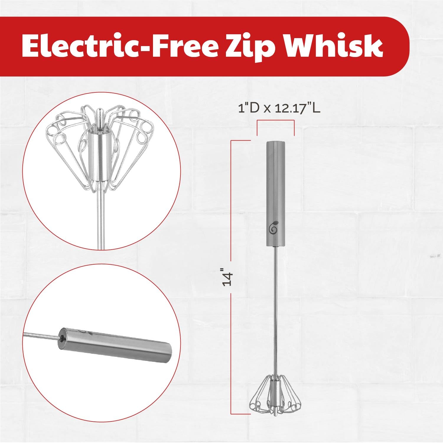 Cooks Innovations Stainless Steel Semi-Automatic Egg Whisk - Push-Down Rotary Egg Beater For Whisking, Frothing, And Mixing (14
