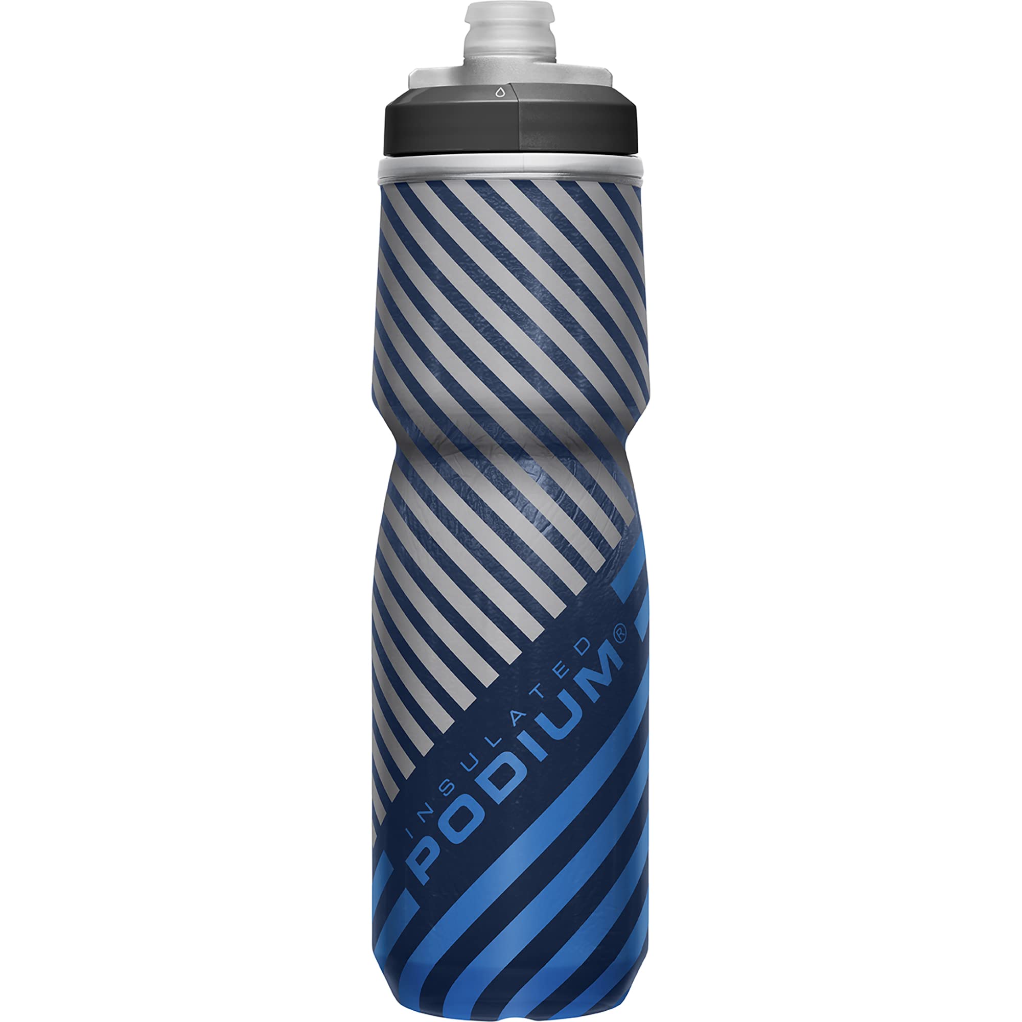 Camelbak Podium Chill Insulated Bike Water Bottle - Easy Squeeze Bottle - Fits Most Bike Cages - 24Oz, Navy Stripe