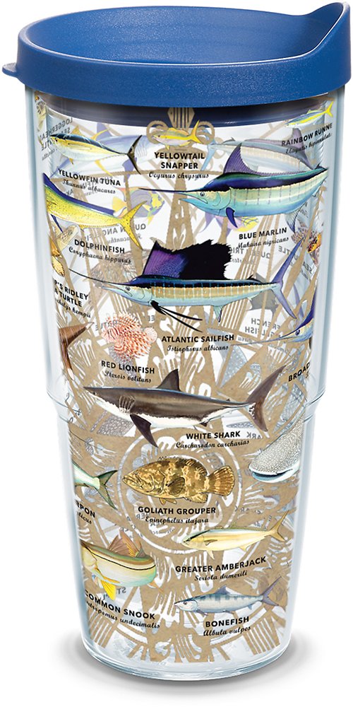 Tervis Guy Harvey Charts Made In Usa Double Walled Insulated Tumbler Travel Cup Keeps Drinks Cold & Hot, 24Oz Legacy, Classic
