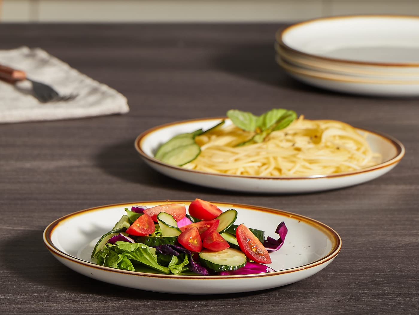 Onemore Ceramic Plates Set Of 6, 8.5 Inch Small Dinner Plates For Appetizer, Salad And Dessert. Oven, Microwave And Dishwasher S