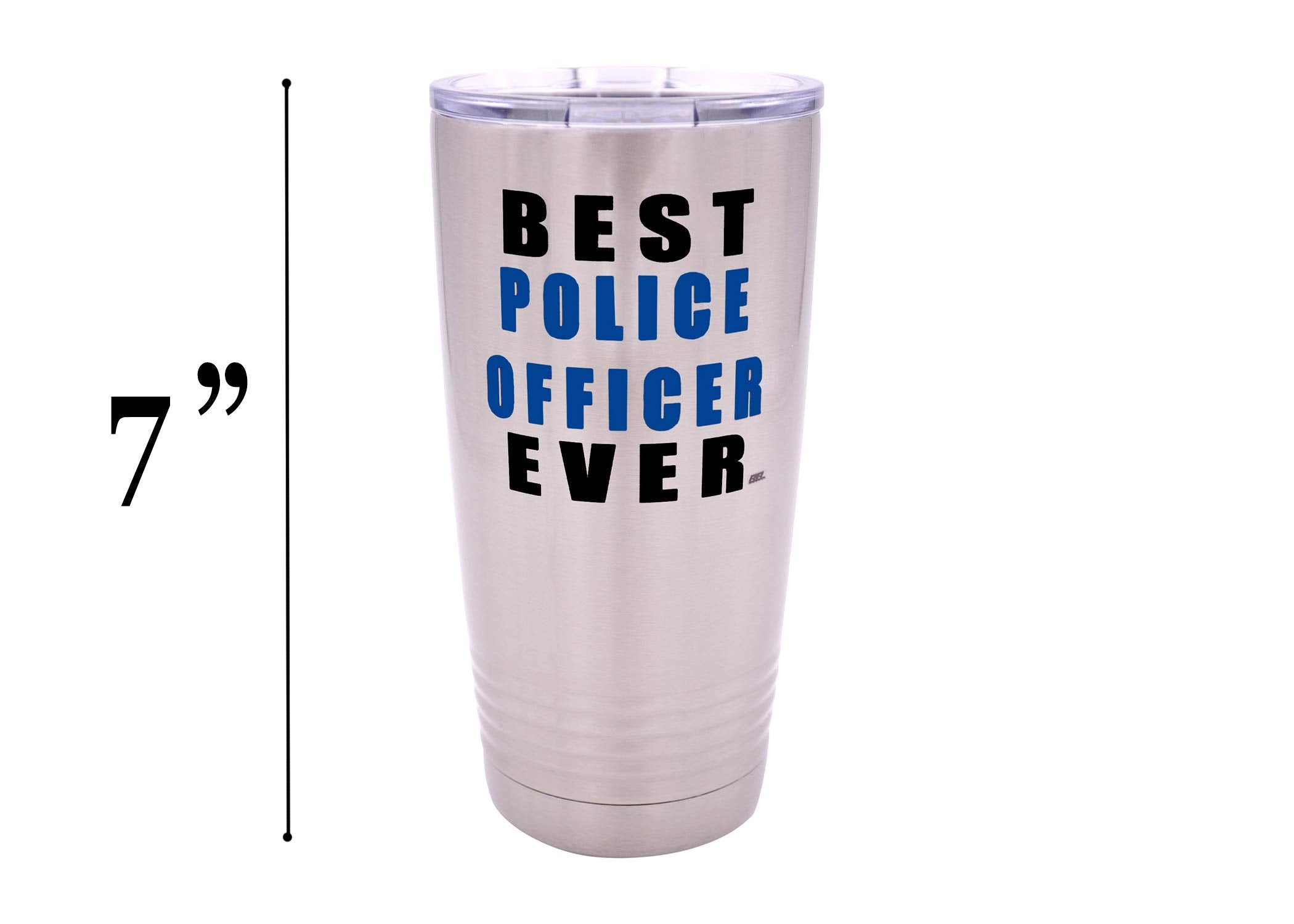 Rogue River Tactical Funny Best Police Officer Ever Large 20 Ounce Travel Tumbler Mug Cup W/Lid Thin Blue Line Pd Gift
