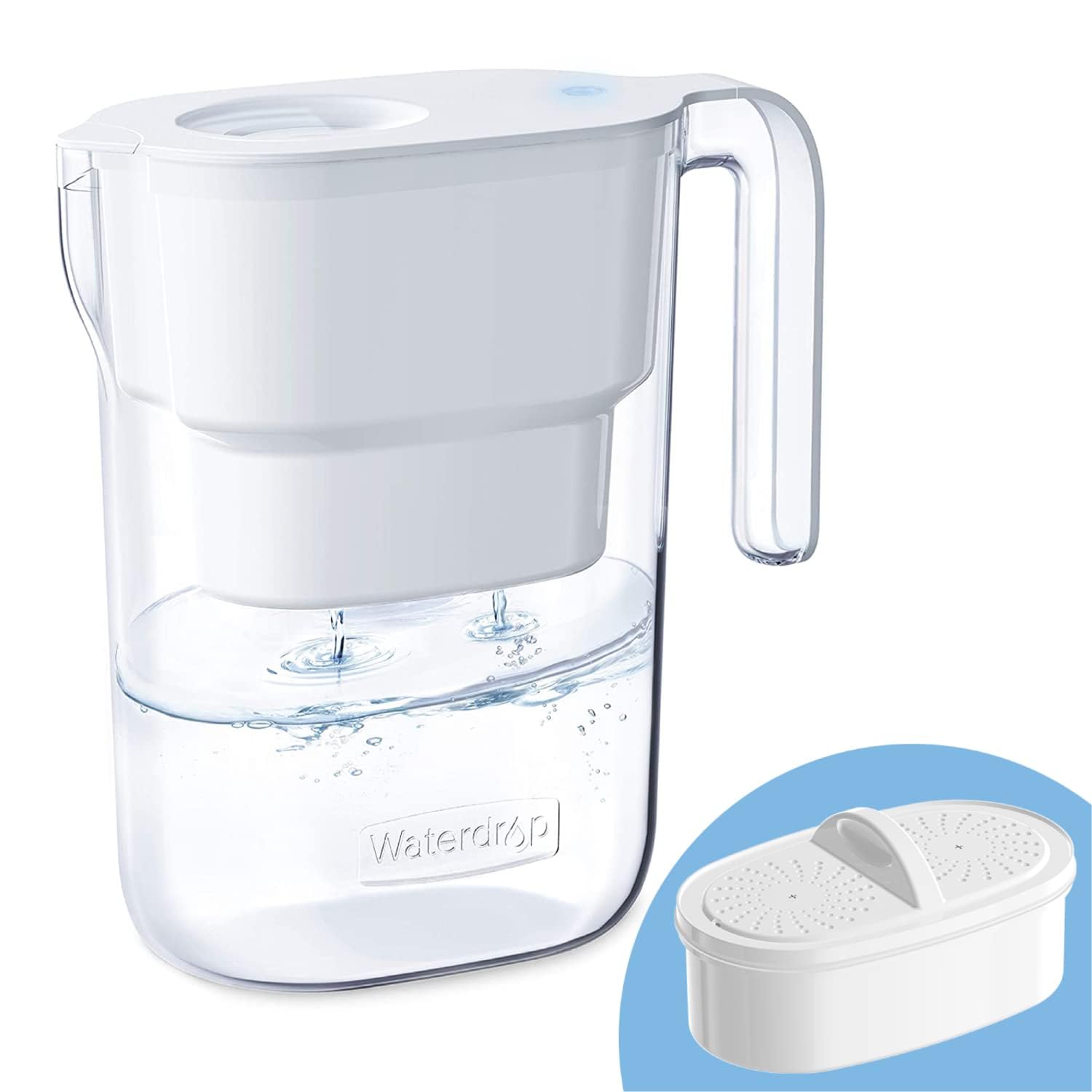 Waterdrop Water Filter Pitcher With 1 Filter, 5X Times Lifetime, Lasts 200 Gallons, For Fridge, Countertop And Gift, Reduces Pfo