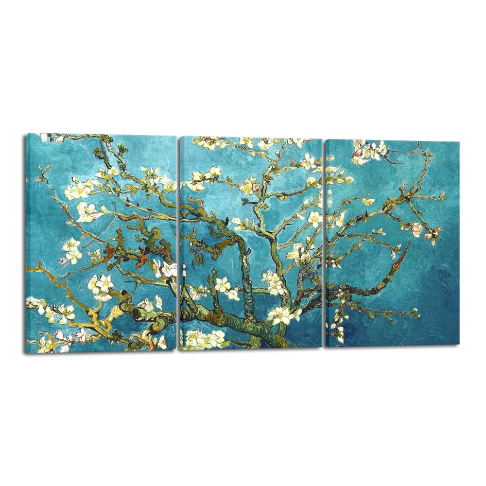 Wieco Art Giclee Canvas Prints Wall Art For Wall Decor By Van Gogh Paintings Almond Blossom Modern 3 Piece Stretched And Framed