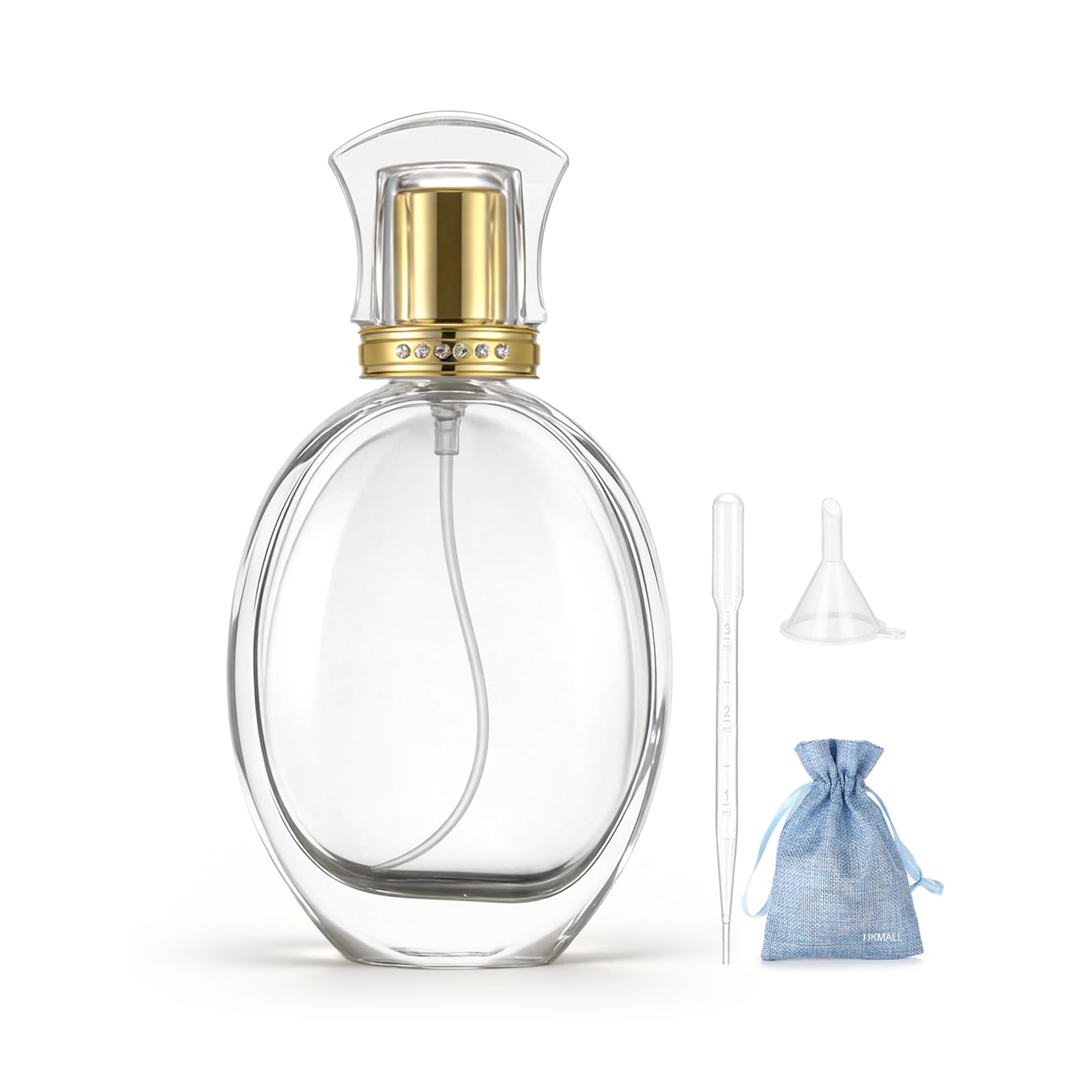 JJKMALL 50ml 1.7oz Vintage Oval Shape Crystal Glass Spray Bottle