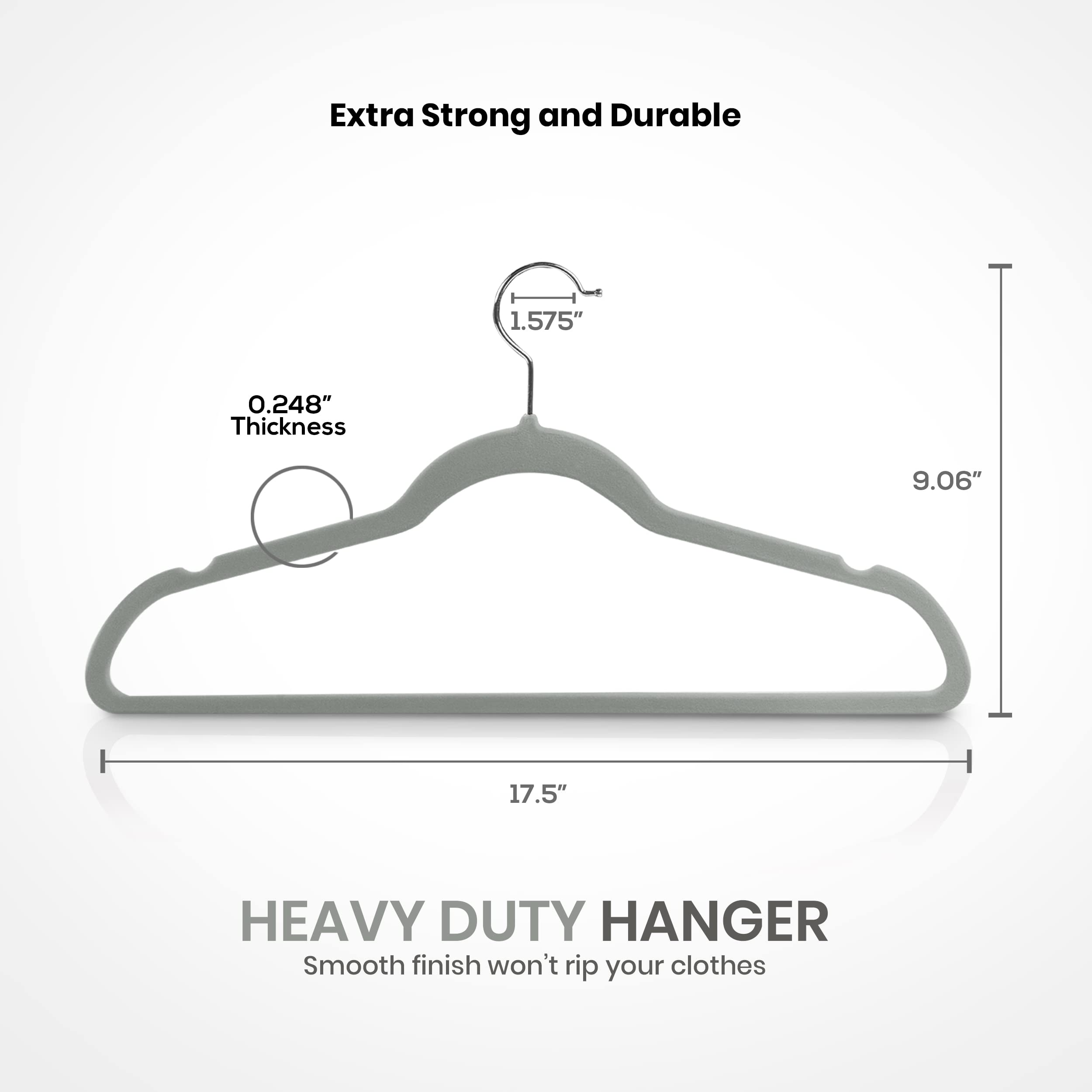 Utopia Home Velvet Hangers 20 Pack - Non-Slip Clothes Hangers - Grey Hangers - Suit Hangers With 360 Degree Rotatable Hook - Hea