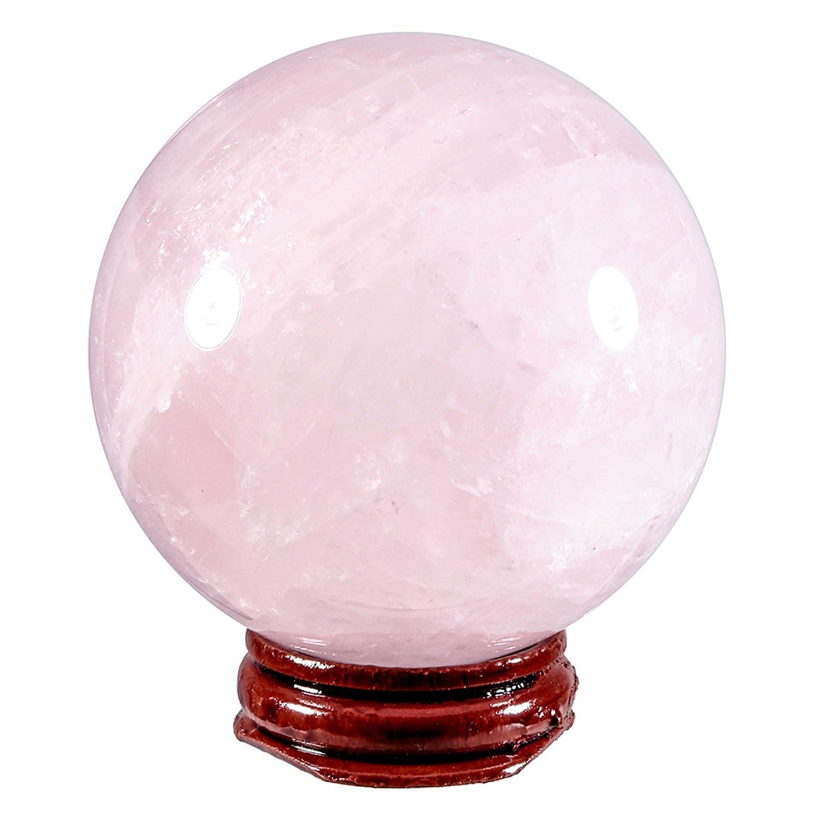 Nupuyai 2.36-2.56 Natural Rose Quartz Crystal Ball with Wooden Stand, Decorative Stone Sphere Sculpture Figurine for Home Office