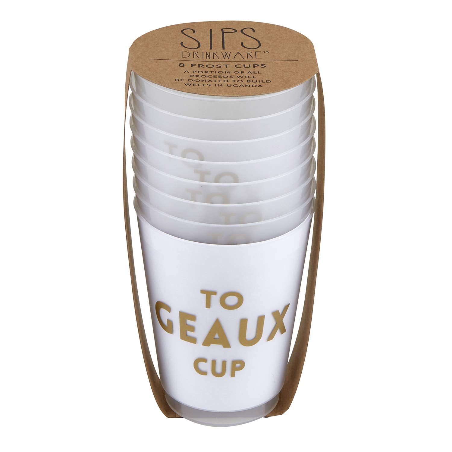 Santa Barbara Design Studio Sips Drinkware 16-Ounce Frosted Plastic Cups, 8-Count, To Geaux
