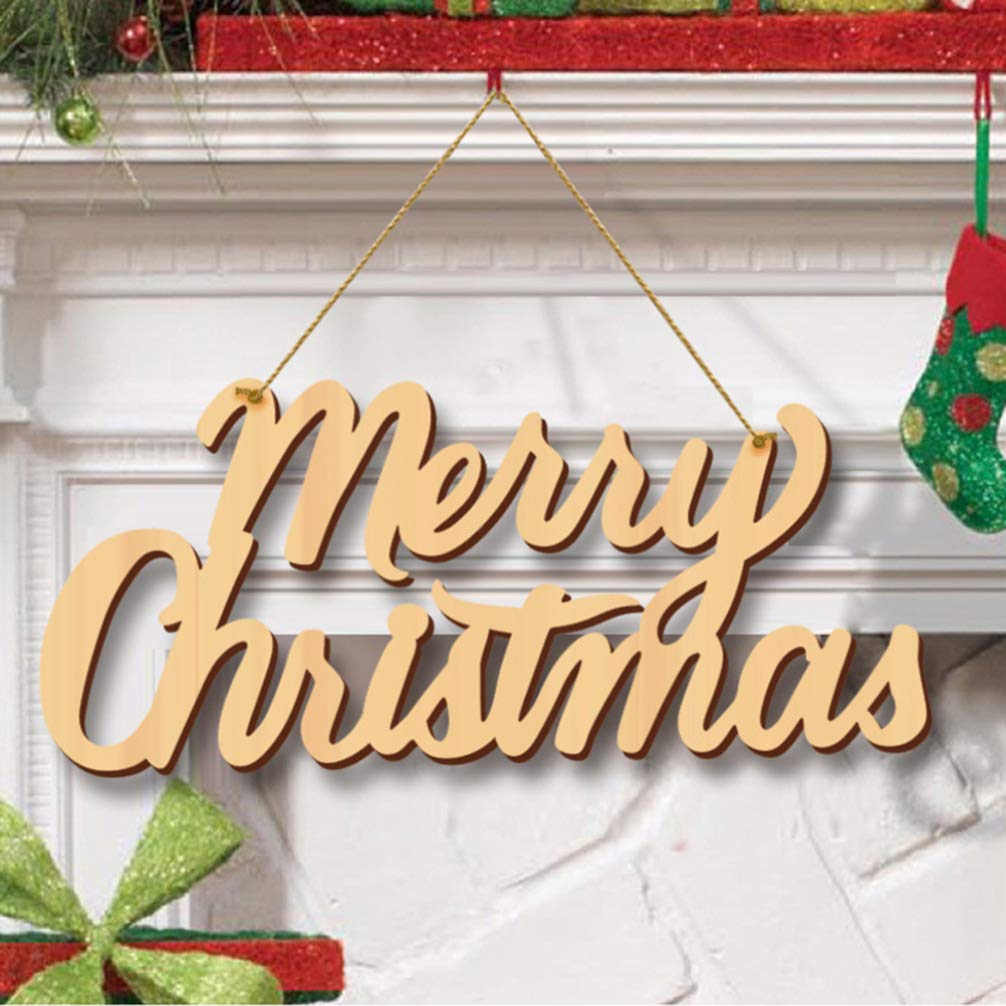 BESTOYARD Merry Christmas Wooden Sign Shabby Rustic Unfinished Wood Ornament Cutout Embellishment Hanging Gift Tag for Xmas Tree