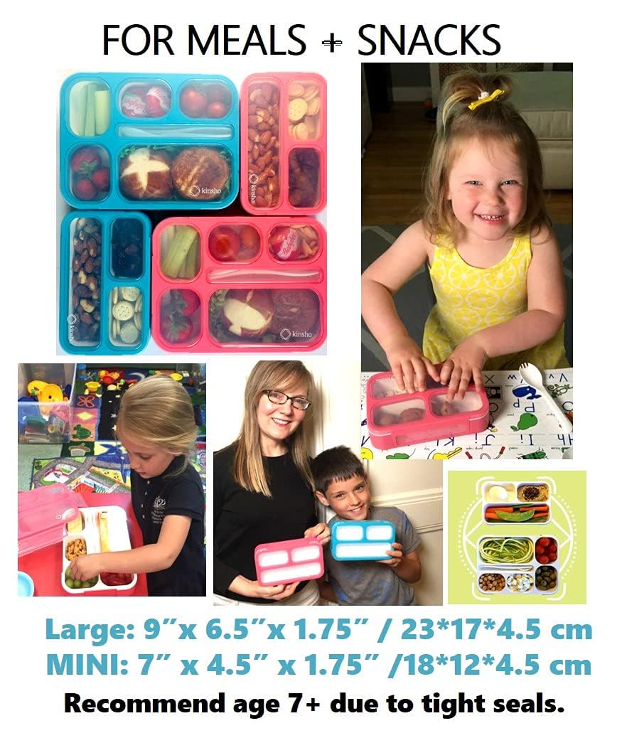 Bento Box Lunch Boxes And Snack Containers For Kids Girls Boys Adults Toddlers, Leak-Resistant Portion Container Kits Bpa Free |