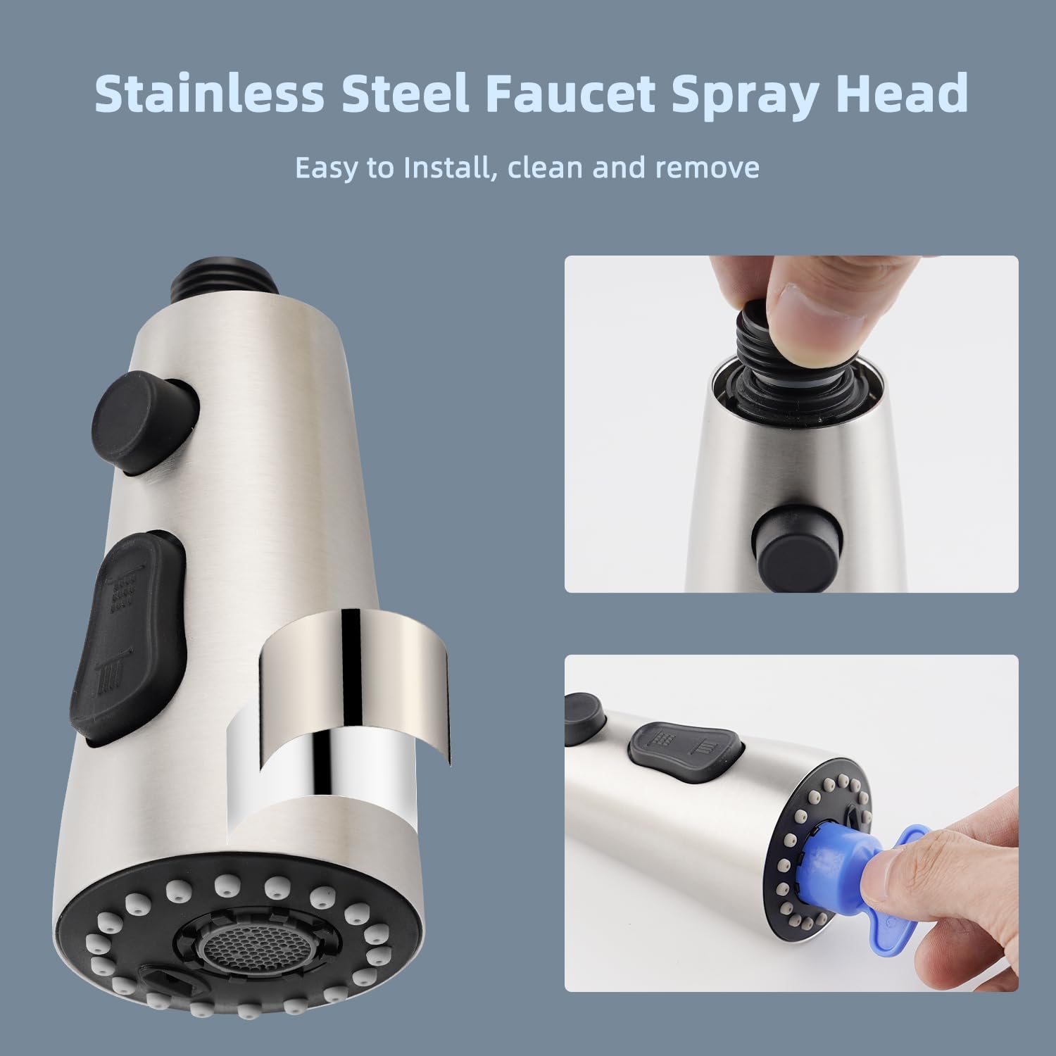Universal Metal Kitchen Faucet Head Replacement, Ifealclear Pull Down Kitchen Sink Faucet Sprayer Head, Compatible With Moen, De