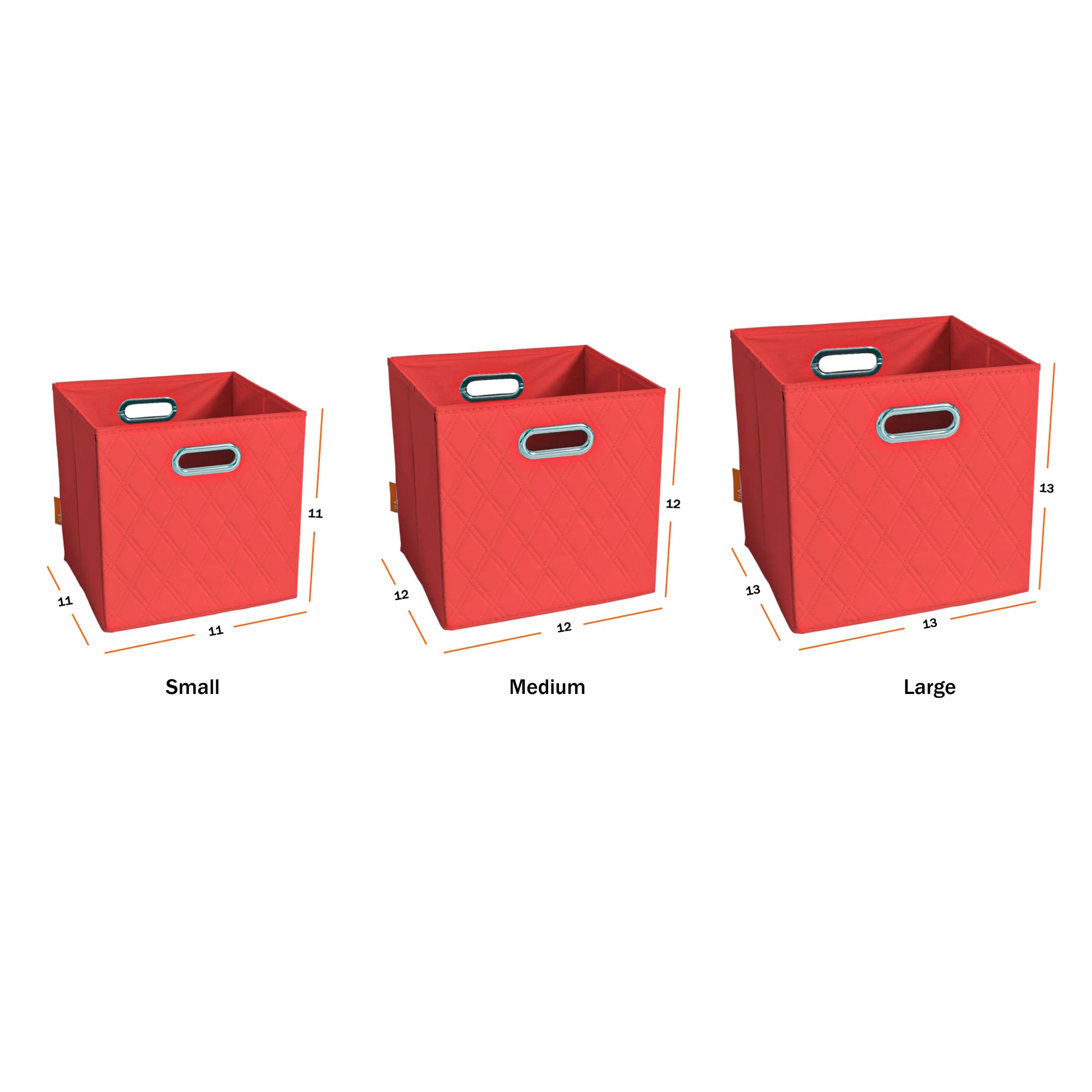 Jiaessentials Red Foldable Storage Baskets Cube Bins Storage Organizers With Handles For Living Room , Bedroom, Office Storage,