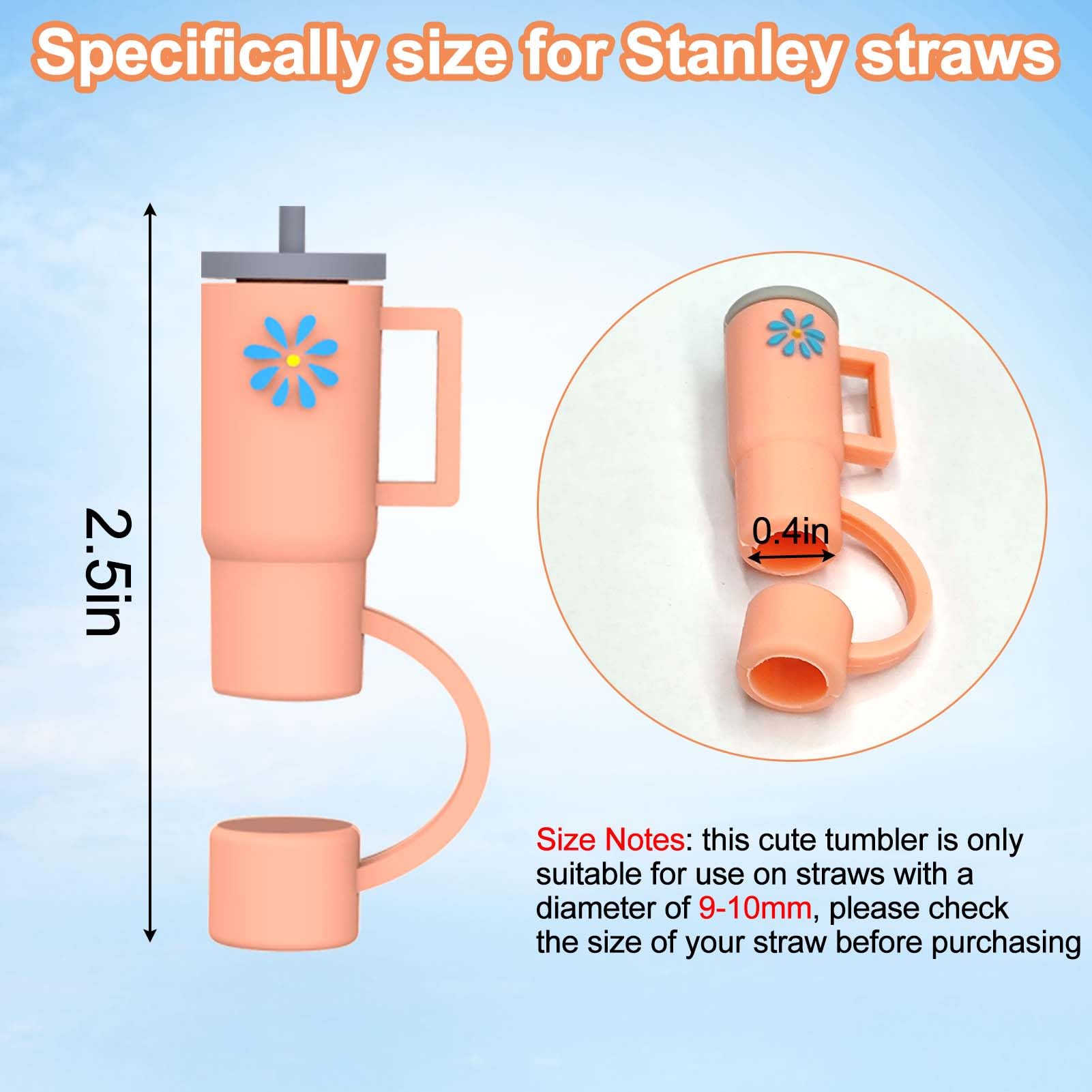 Aiersa 5Pcs Silicone Straw Cover Cap Compatible With 30&40 Oz Tumblers, Straw Tip Covers For Cups Accessories