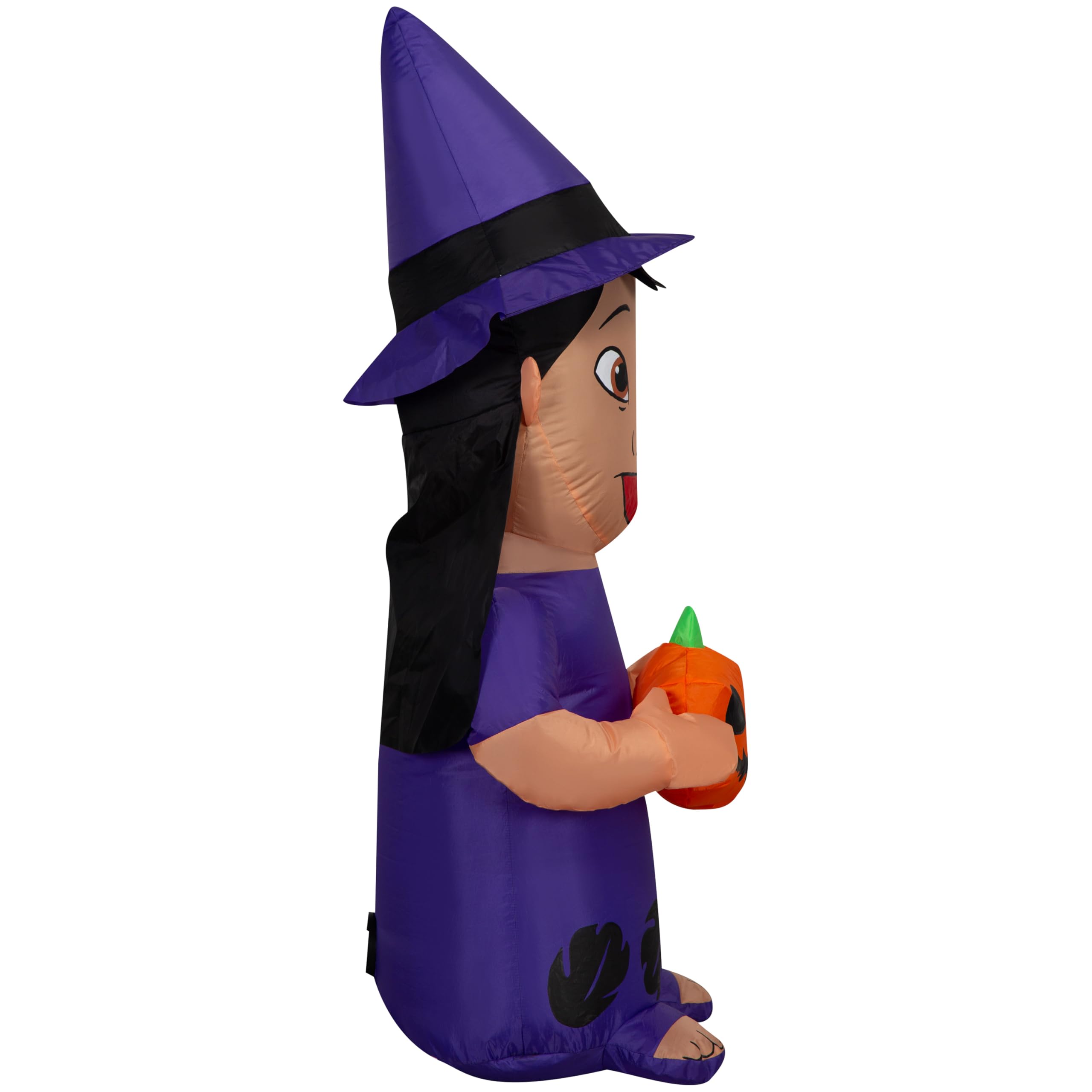 Gemmy Airblown Inflatable Lilo w/Witch Hat and Pumpkin Disney, 4 ft Tall, Multicolored
