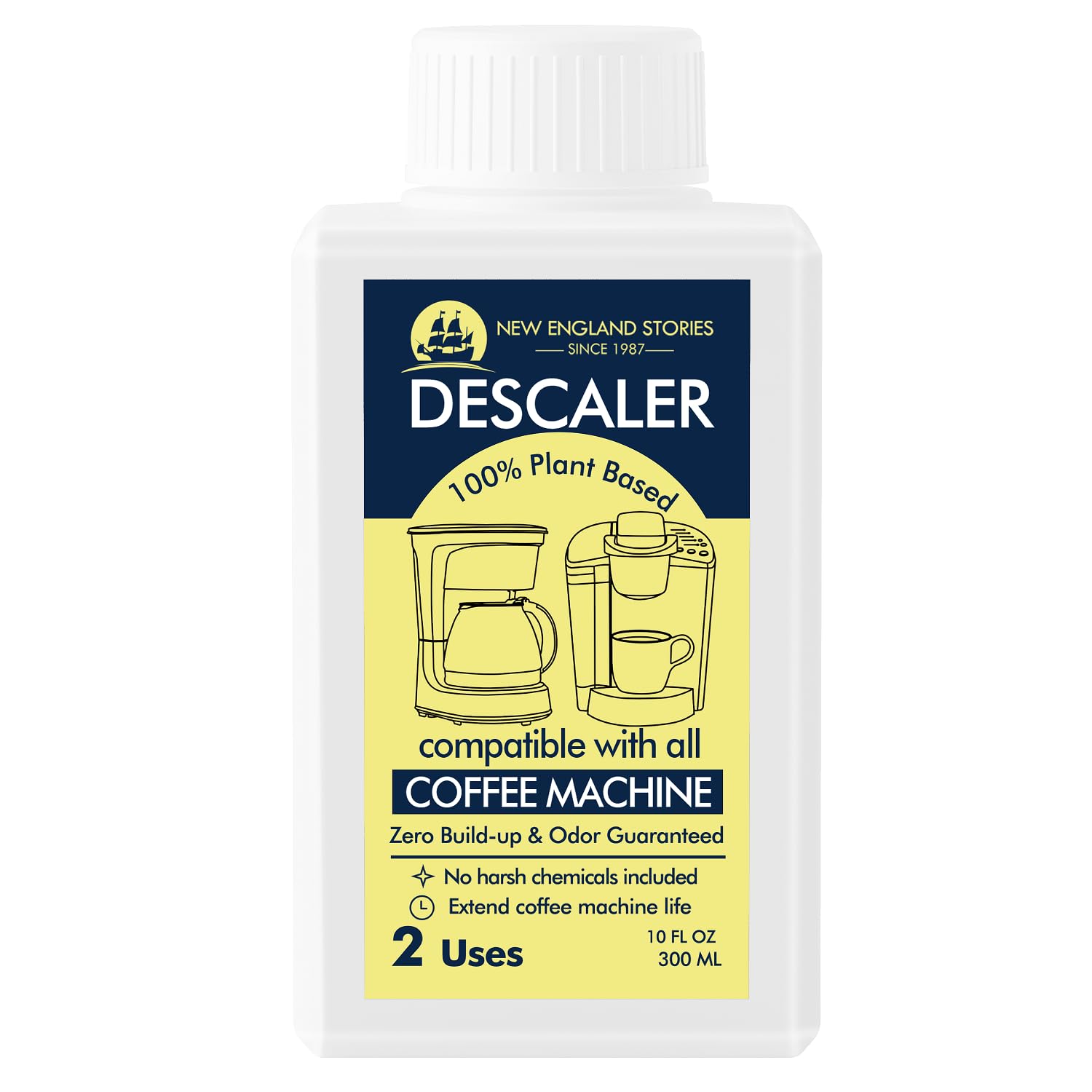 Coffee Machine Descaler - 10Oz (2 Uses), Universal Descaling Solution Compatible With Keurig, Nespresso, Delonghi And All Single