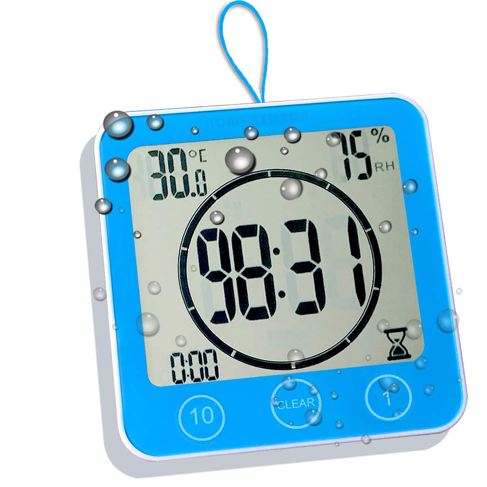 Timer Waterproof for Shower, Water Resistant Bathroom Wall Clock with Suction, Large Countdown Visual Timer for Kids, Digital Ou