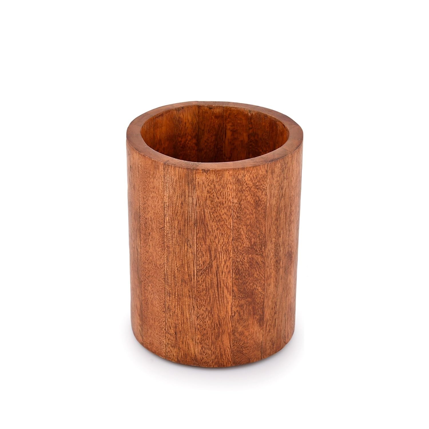 Edhas Natural Mango Wood Cooking Utensil Holder For Countertop, Spoons, Cooking Tools, Etc. (5'' X 5'' X 6'')