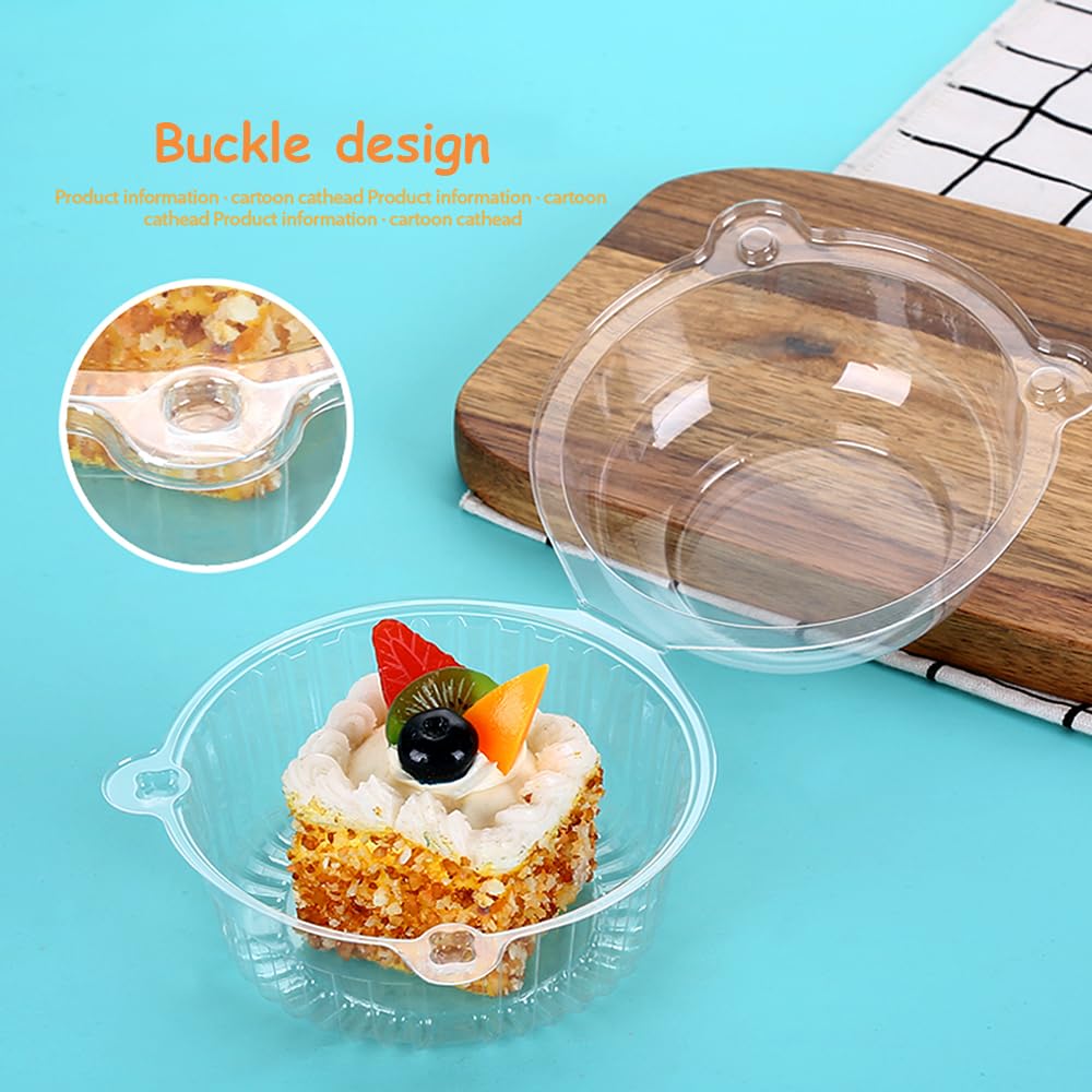 Echodone 100 Packs Cupcake Holders Individual Cupcake Containers Disposable Clear Plastic Single Muffin Dome Holders Cases Indiv