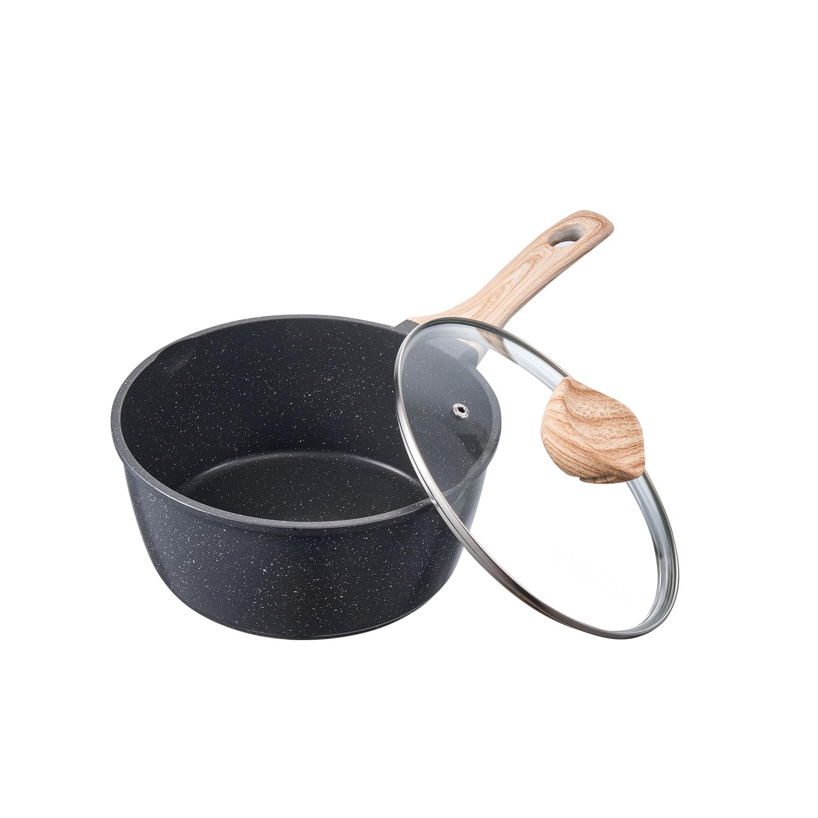 VEVOR 2.5 QT Saucepan, Nonstick Saucepan with Tempered Glass Lid, Multipurpose Cooking Sauce Pot with Detachable Handle, Sauce P