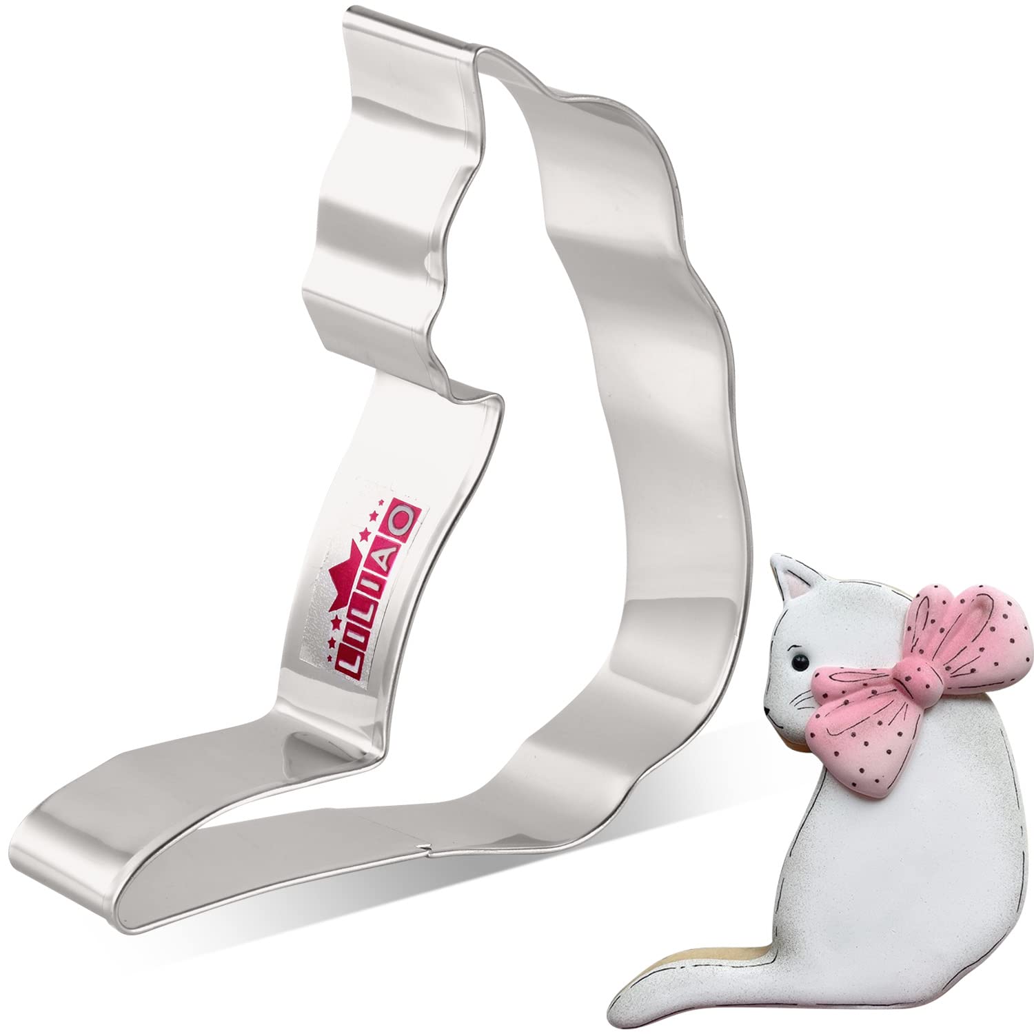 Liliao Curled Cat Cookie Cutter - 4 X 4.3 Inches - Stainless Steel