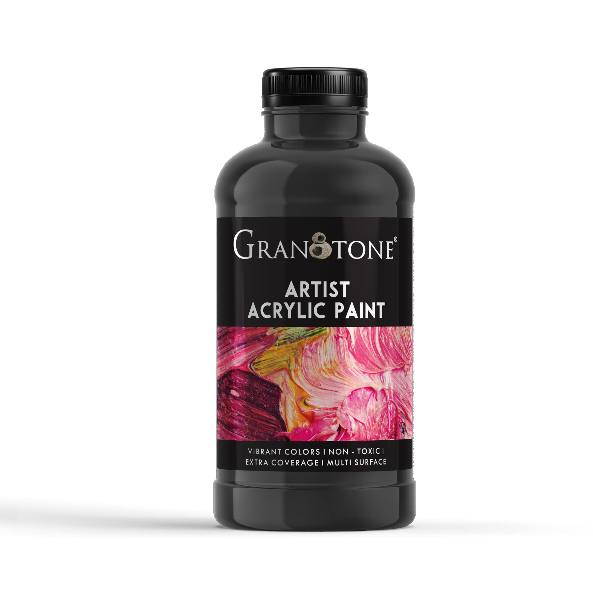Granotone Acrylic Colour | 500 Ml (Black) | Rich Pigment, Non-Cracking | Ideal For Art & Craft, Diy Projects | Suitable For Canv