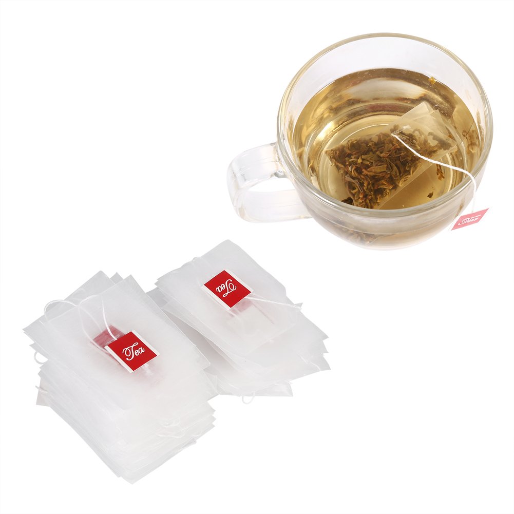 100Pcs Empty Mesh Tea Infuser Bag Herb Spice Filter Strainer Bags With String Household