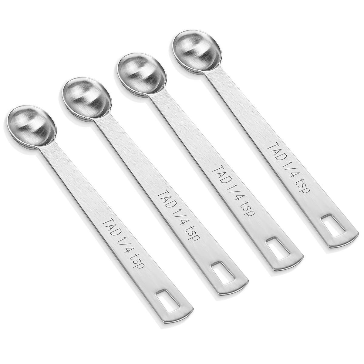 4 Pcs 1/4 Teaspoon (1/4 Tsp | 1.25 Ml | 1.25 Cc) Single Measuring Spoon, Stainless Steel 1/4 Tsp Small Measuring Spoon Mini Meas