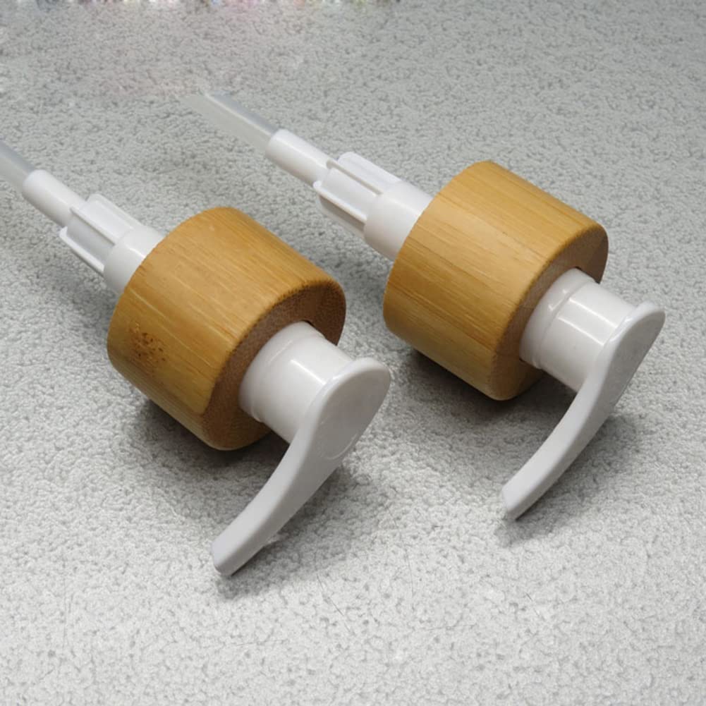 1Pcs 150Ml/5Oz Empty Refillable Frosted Glass Pump Bottles Container Holder Vials Pot Storage With Bamboo Screw Pump Head For Ba