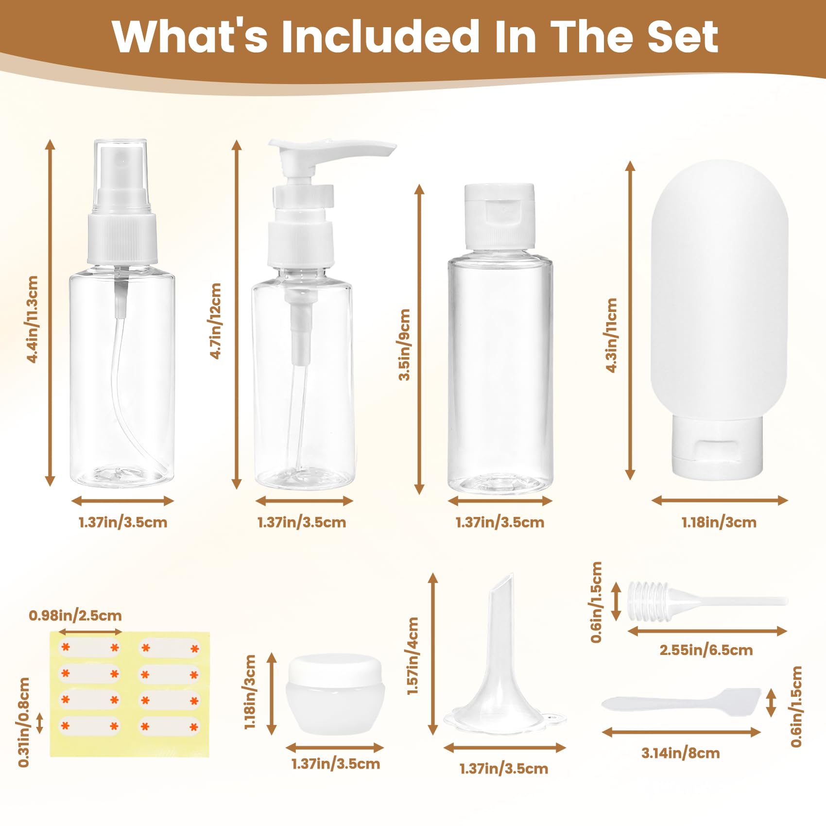 Vitog Travel Bottles Kit, TSA Approved Leak Proof Portable Toiletry Containers Set, Clear PET Flight Size Cosmetic Containers fo