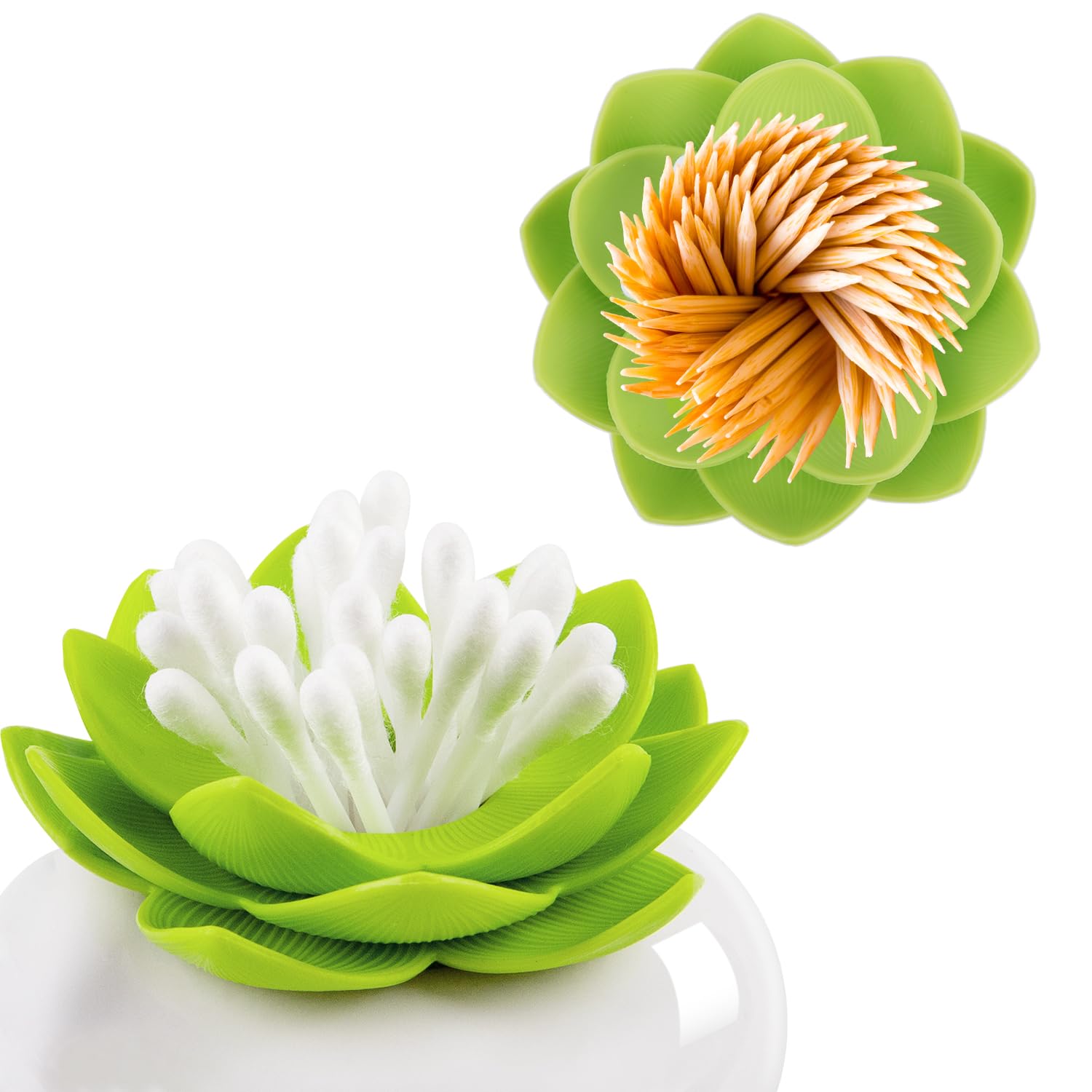 Bloss Cotton Swab Holder Q-Tips Holder Lotus Toothpick Holder Small Toothpick Case Toothpicks Organizer Bathroom Vanity Canister