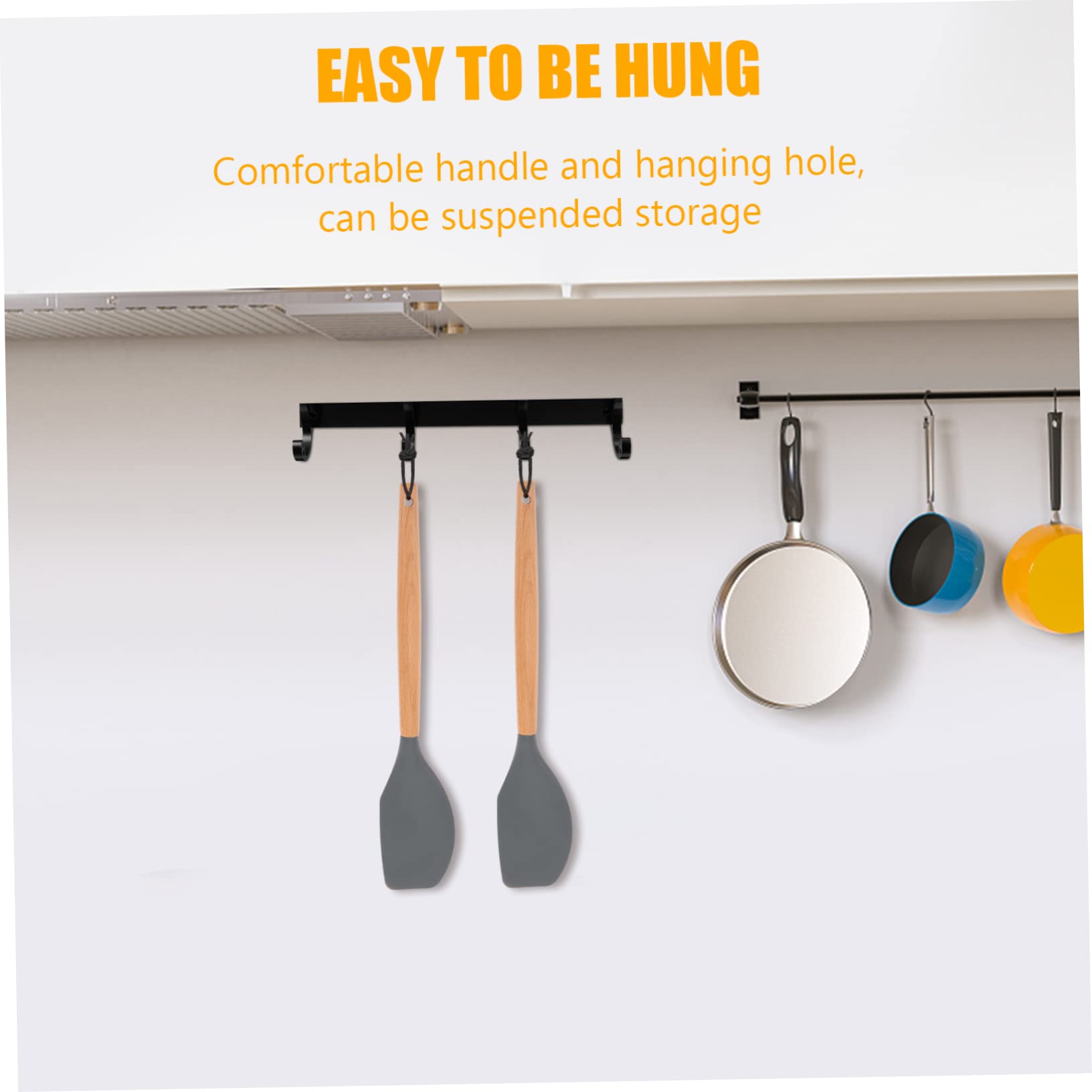 Honmeet 2Pcs Silicone Spatula With Wooden Handle Silicone Cooking Spatula Silicone Cookware Turner Spatula Pancakes Scrapers Bak