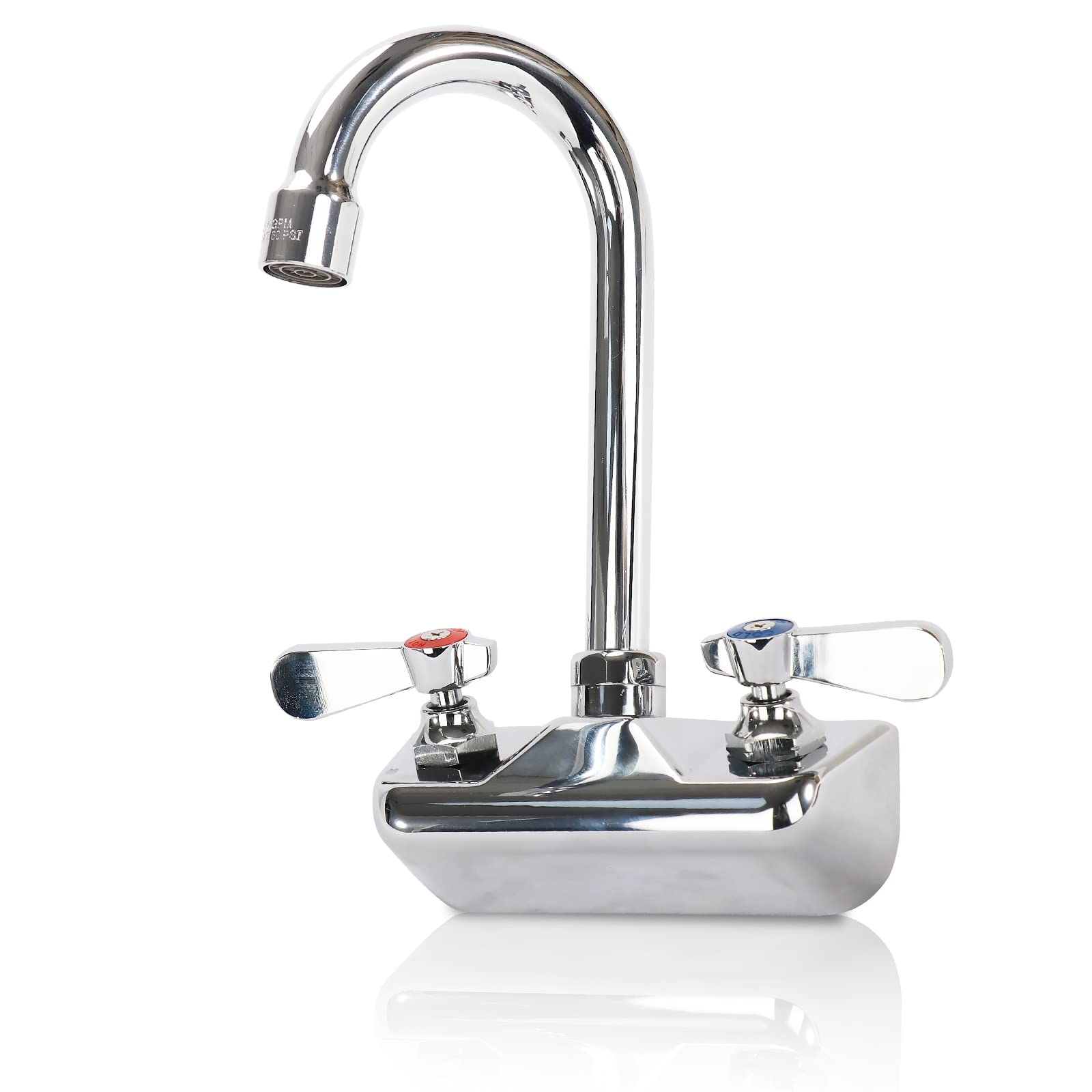 4 Inch Center Commercial Sink Faucet Wall Mount Kitchen Hand Sink Faucet, 1/2'' Npt Male Inlet, Brass Constructed & Chrome Polis