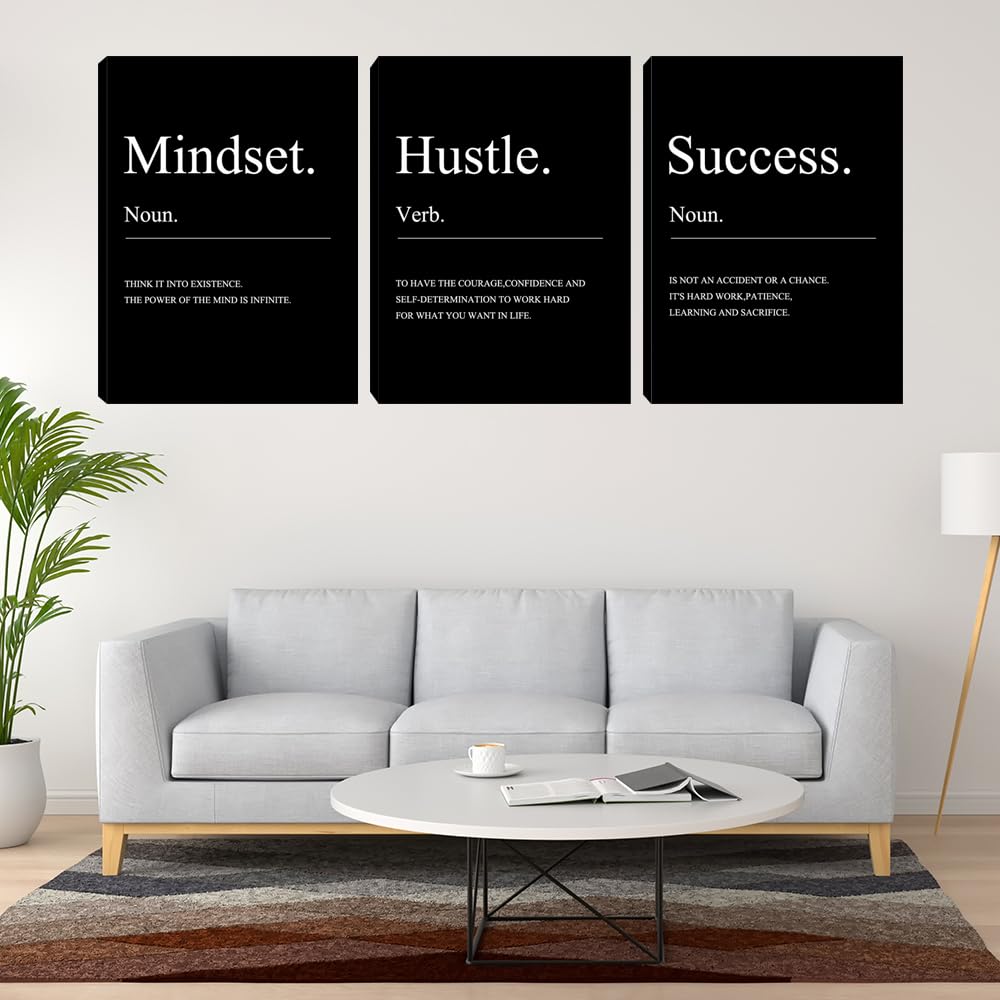 Large Motivational Office Wall Decor Mindset Canvas Wall Art Hustle Posters Prints Entrepreneur Success Paintings Picture Artwor