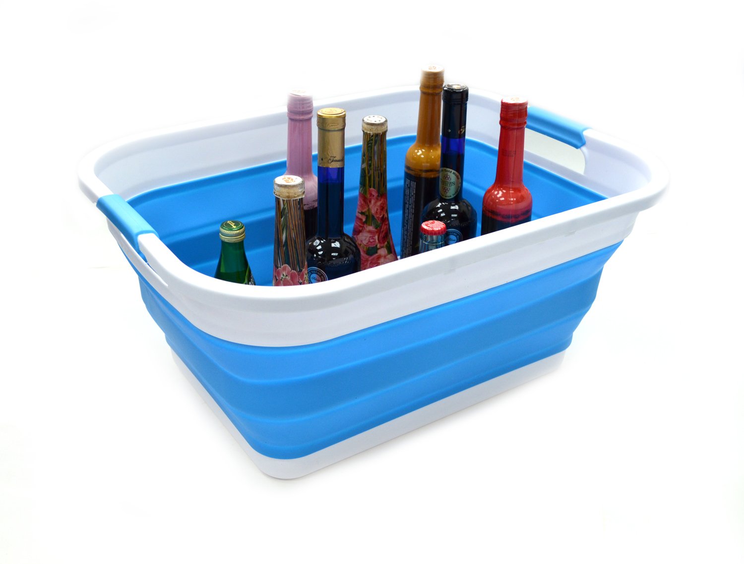 Sammart Set Of 2-41L(108 Gallon) Collapsible Plastic Laundry Basket-Pop Up Storage Container-Portable Washing Tub-Space Saving H