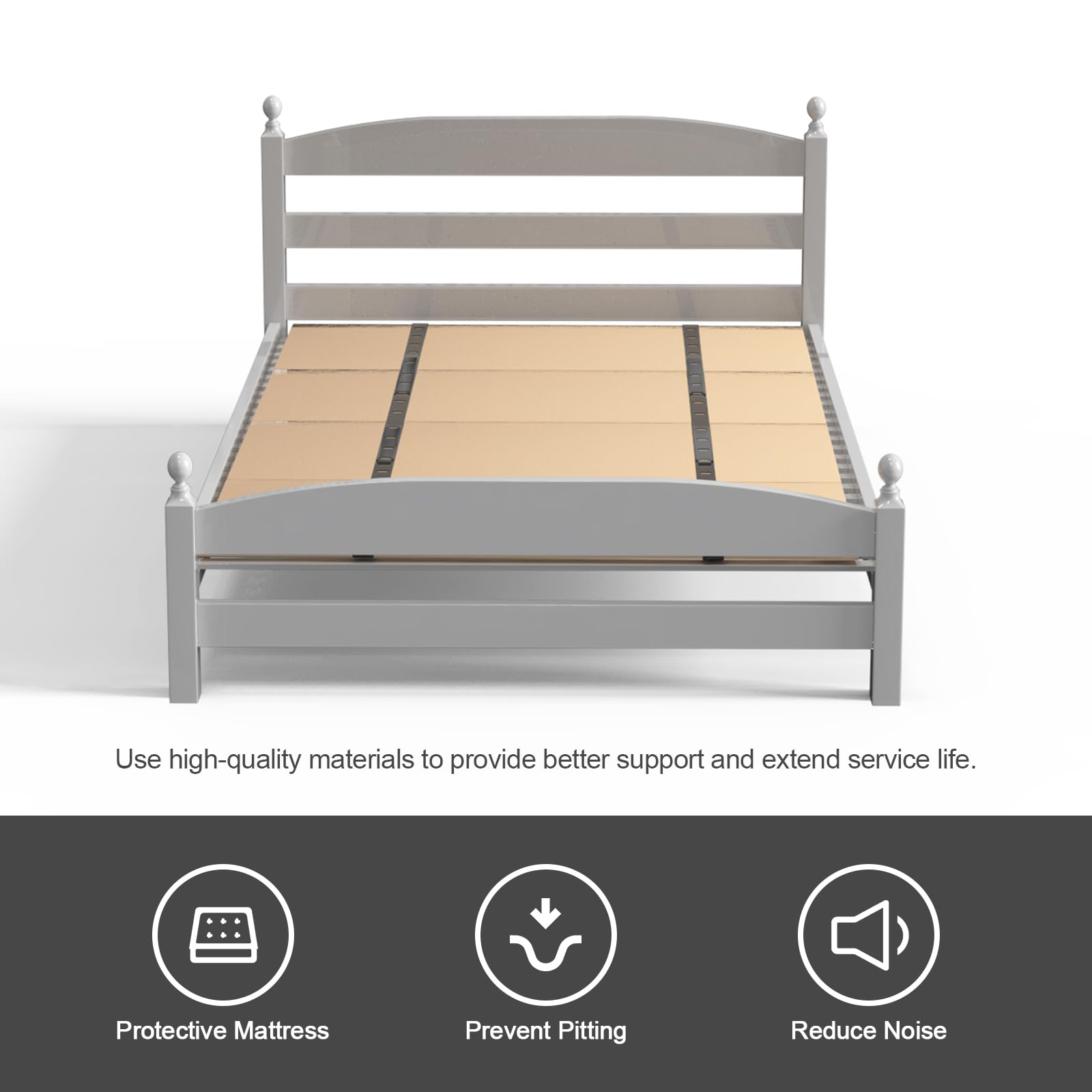 Imperius Queen Bunkie Board - Wooden Bed Slats Support (57"x80") in Log Finish, Model 1