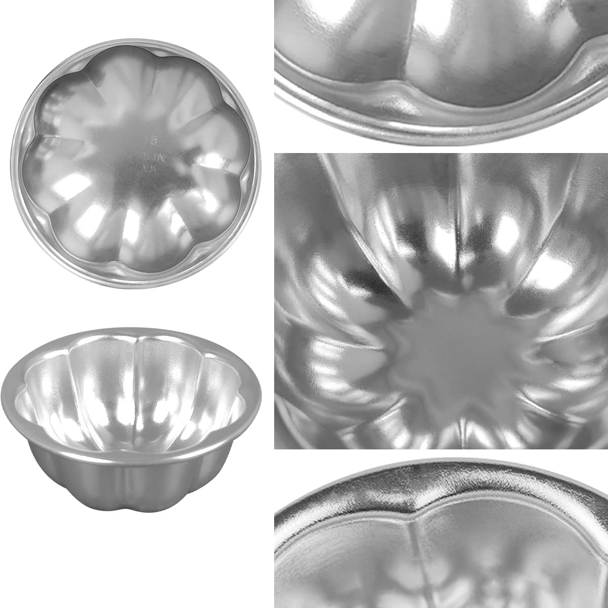 Weilan 6Pcs Egg Tart Molds Flower Shape Nonstick Pudding Pan Cupcake Muffin Cups,Aluminum Alloy Cake Tartlets Baking Tool (3.5 X