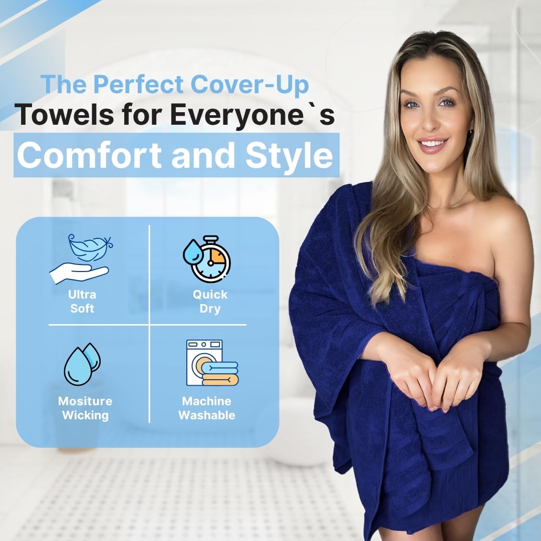 Premium Blue Bath Towels - 700 GSM 100% Cotton 27x54 Inches Pack of 2 Bathroom Towels - Ultra Soft and Highly Absorbent Hotel and Spa Quality Bath Towels for Bathroom by Infinitee?Xclusvies