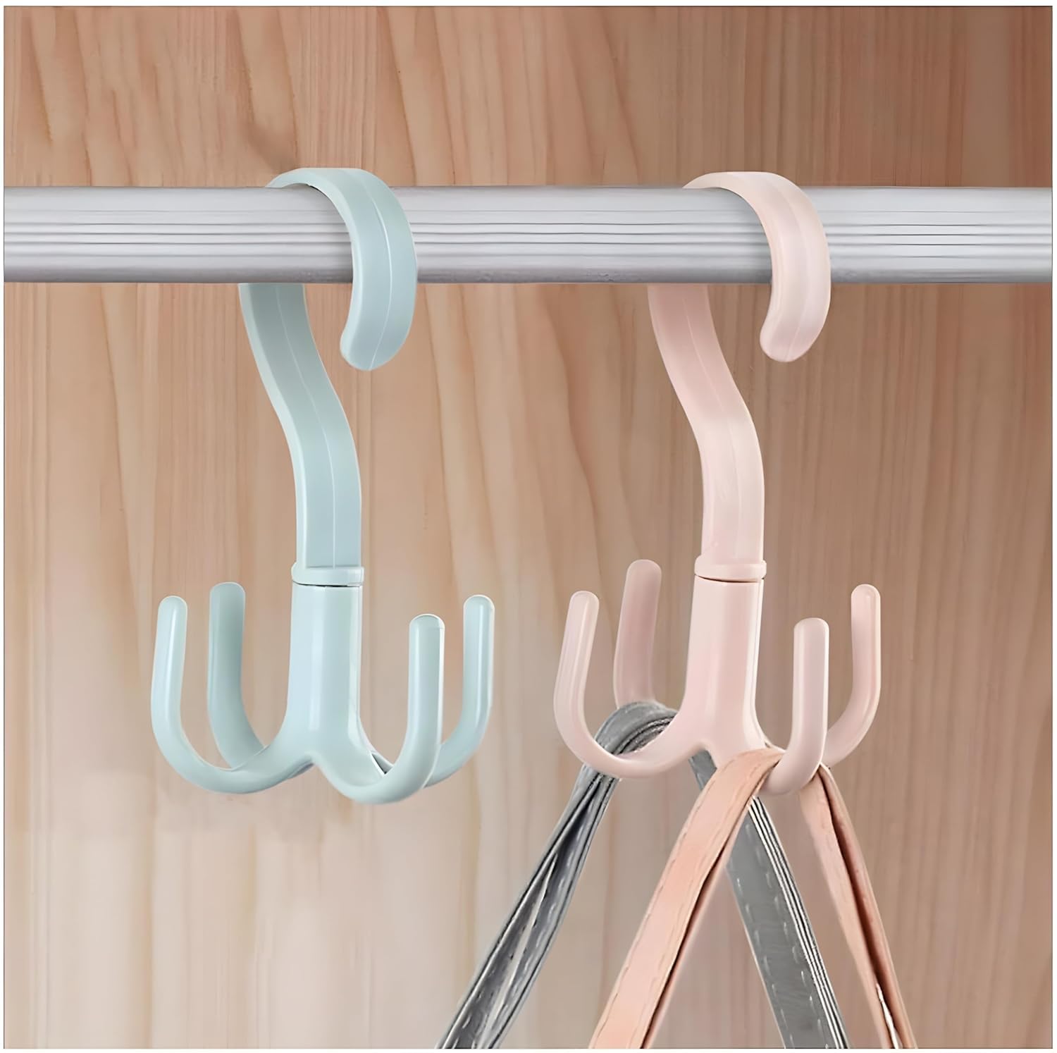 Jialto 3 Pcs MultiFunction 360 Degree Rotatable 4 Claw Hook Closet Hanging Organizer Hangers For Closet Organizer, 360 Degree R