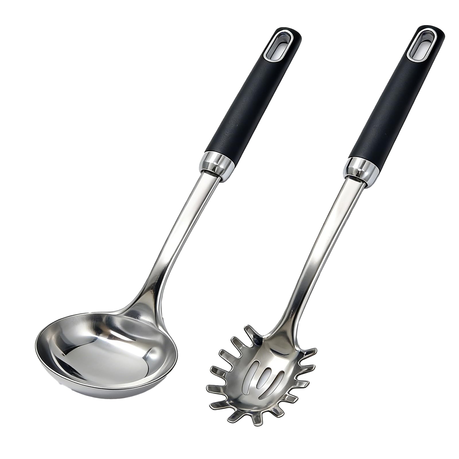 Forusom Stainless Steel Soup Ladle and Spaghetti Spoon Set,
