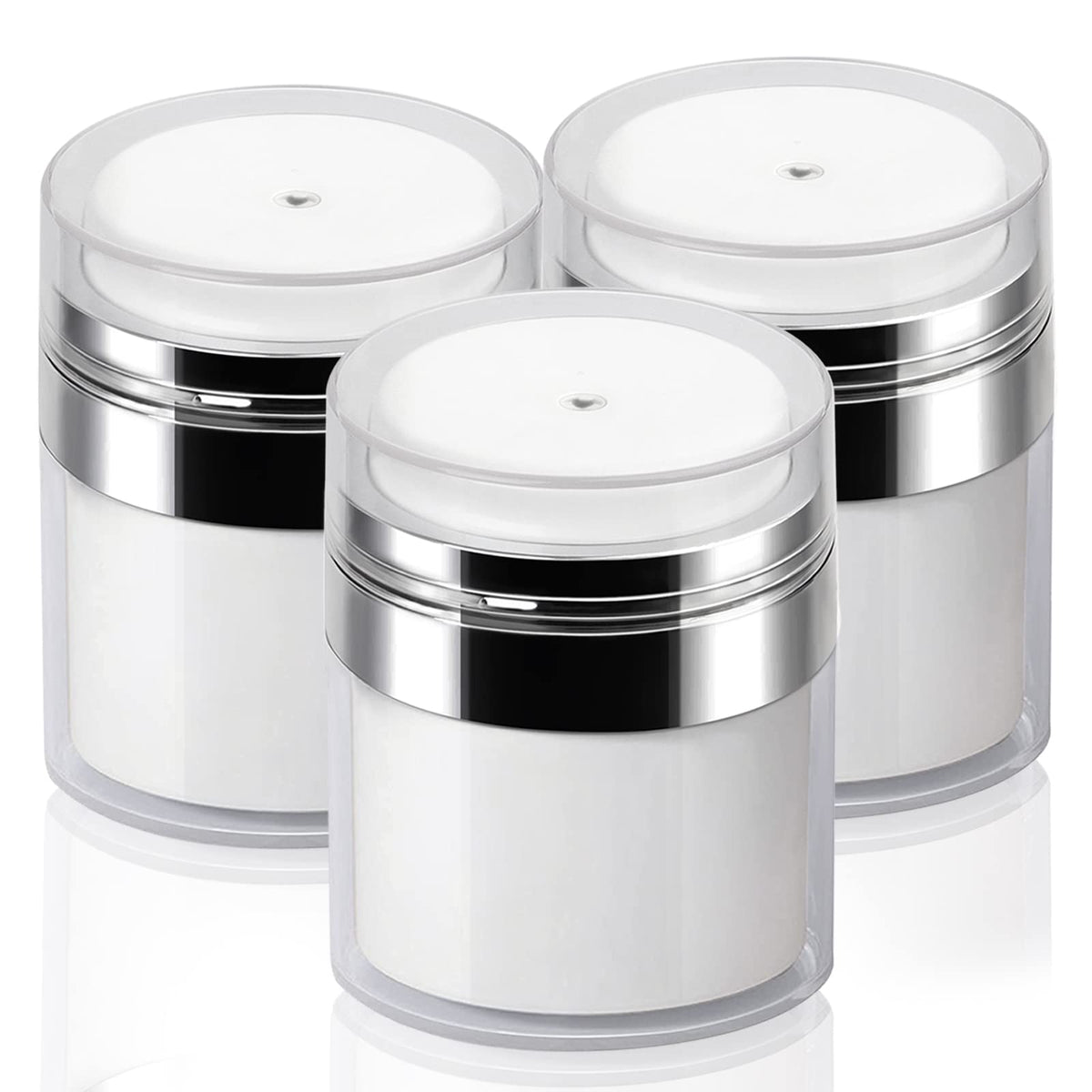 3Pack 15Ml Airless Pump Jar - 0.5 Oz Air Pump Container For Cream, Pump Moisturizer Drunk Elephant Container, Empty Cream Subpac