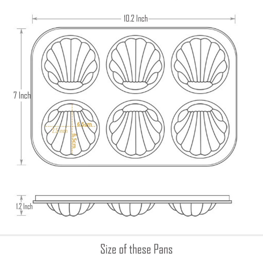 Webake Non-Stick Madeleine Pans Carbon Steel Cake Pan French Dessert Mold Spherical Scallop Madeline Bakeware 2 Pack Set