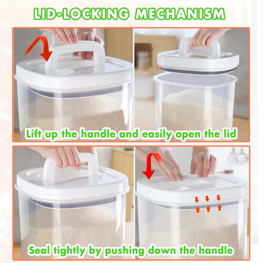 Tbmax Kitchen Bulk Food Storage Container - 20 Lbs Rice Storage Container With Measuring Cup, Airtight Dry Food Container Bin Fo