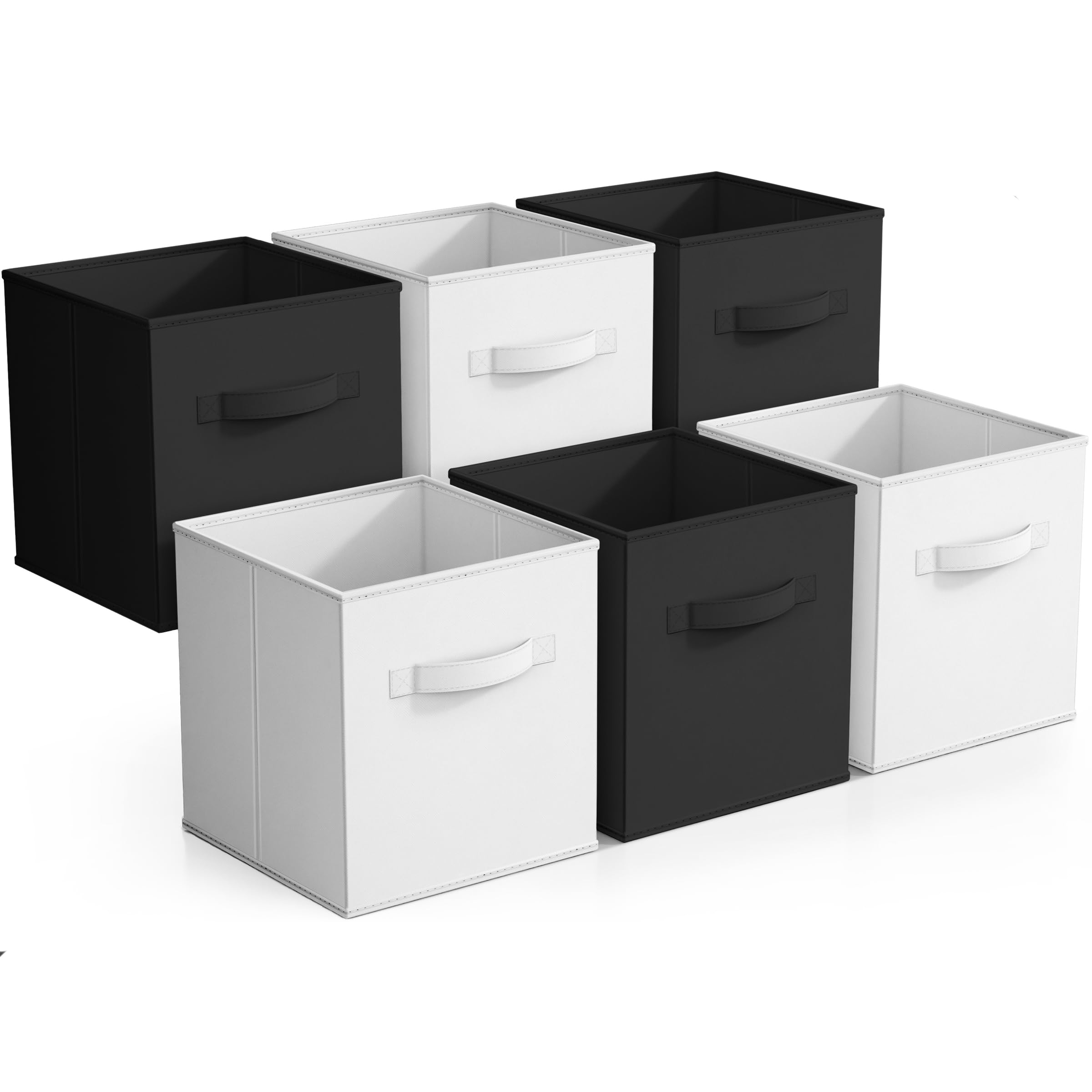 Sorbus Foldable Storage Cubes - 6 Pack, 11 Inch, Black And White, Fabric, Foldable, Storage And Organization, Versatile Use, Col