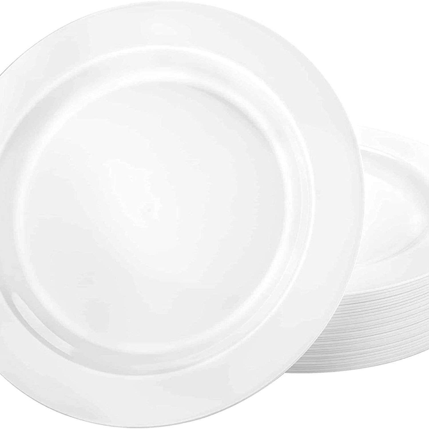 Lillian Tablesettings Round Magnificence Charger Plastic Plate - 12'' | White | Pack Of 10 (33591)